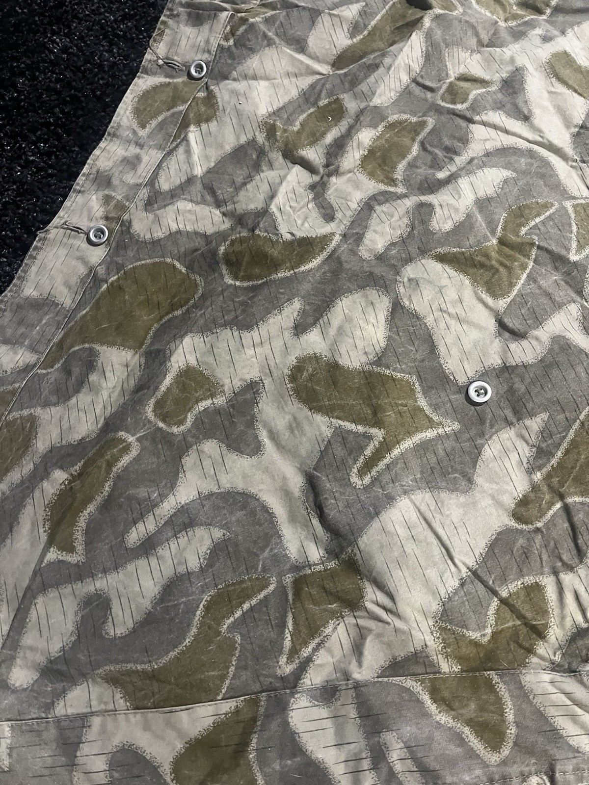 Post WW2 Austrian Pea Dot Camo Reversible Zeltbahn Poncho Tent Original Used - Image 16