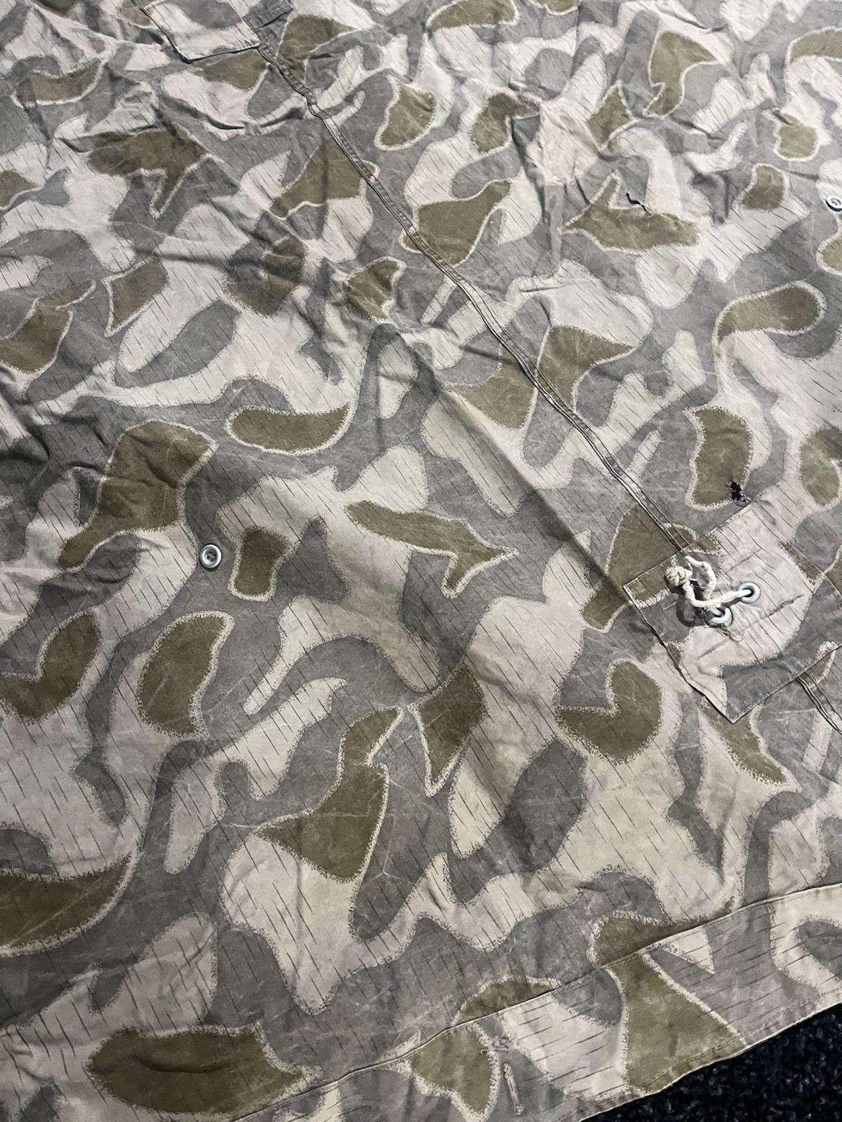 Post WW2 Austrian Pea Dot Camo Reversible Zeltbahn Poncho Tent Original Used - Image 17