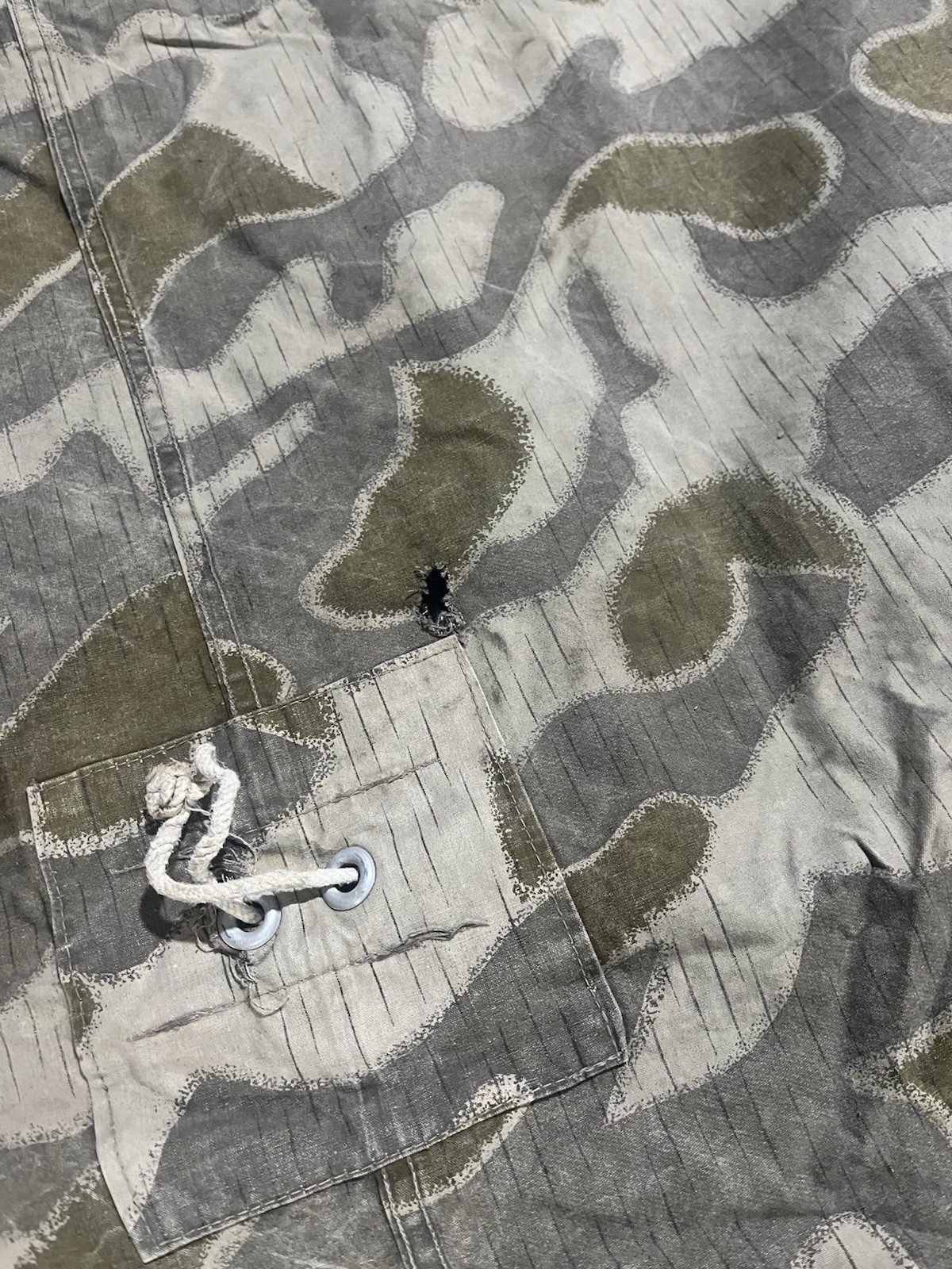 Post WW2 Austrian Pea Dot Camo Reversible Zeltbahn Poncho Tent Original Used - Image 18