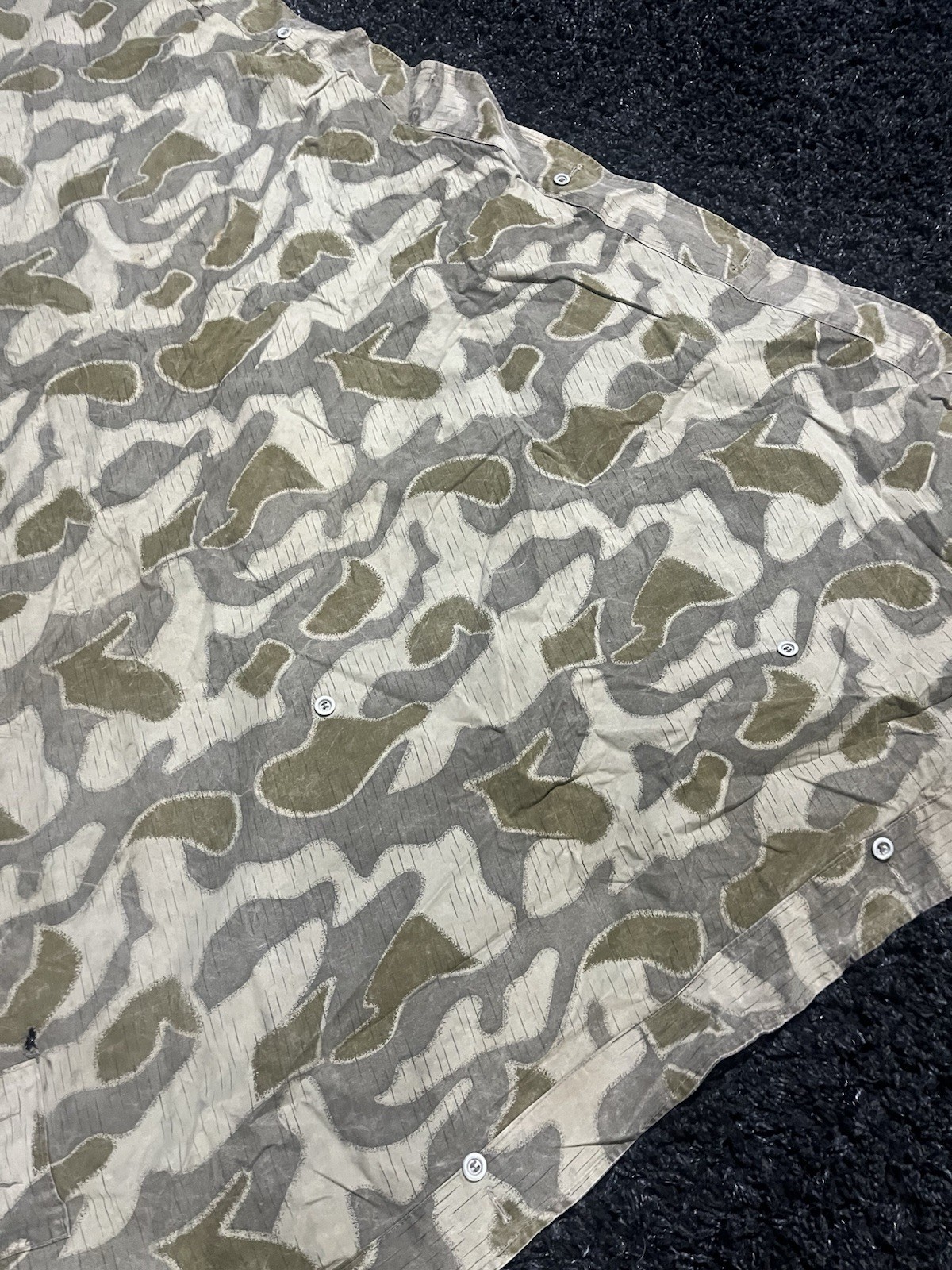 Post WW2 Austrian Pea Dot Camo Reversible Zeltbahn Poncho Tent Original Used - Image 19