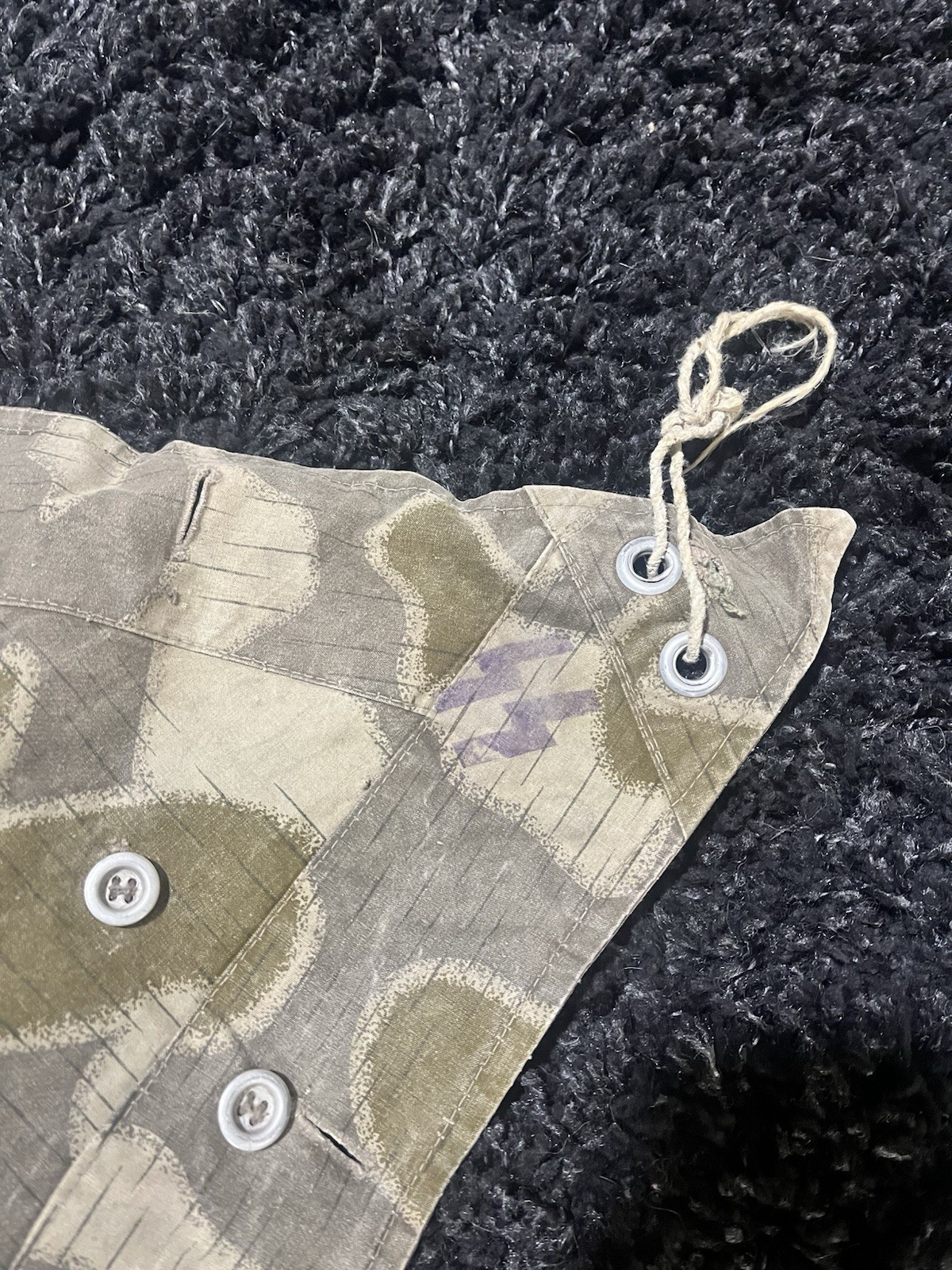 Post WW2 Austrian Pea Dot Camo Reversible Zeltbahn Poncho Tent Original Used - Image 20