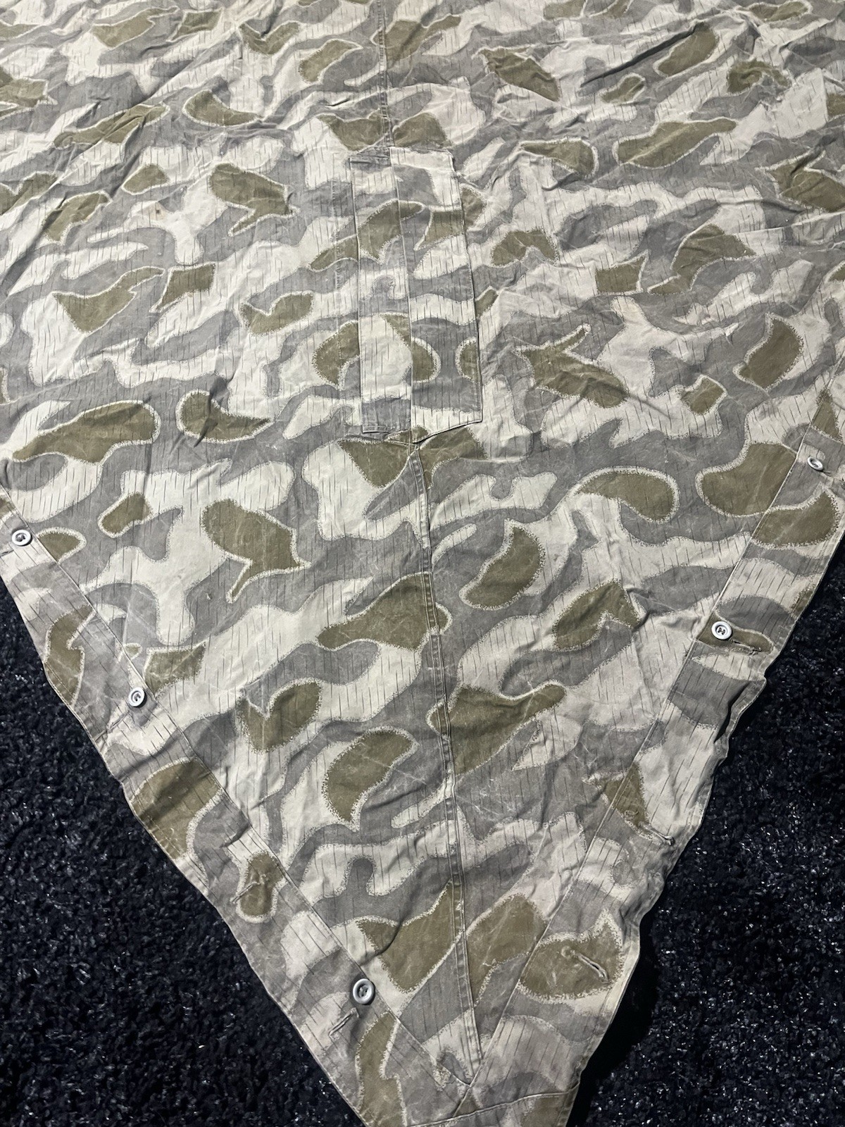 Post WW2 Austrian Pea Dot Camo Reversible Zeltbahn Poncho Tent Original Used - Image 23