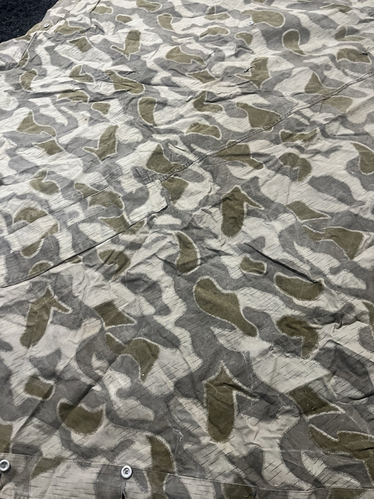 Post WW2 Austrian Pea Dot Camo Reversible Zeltbahn Poncho Tent Original Used - Image 24