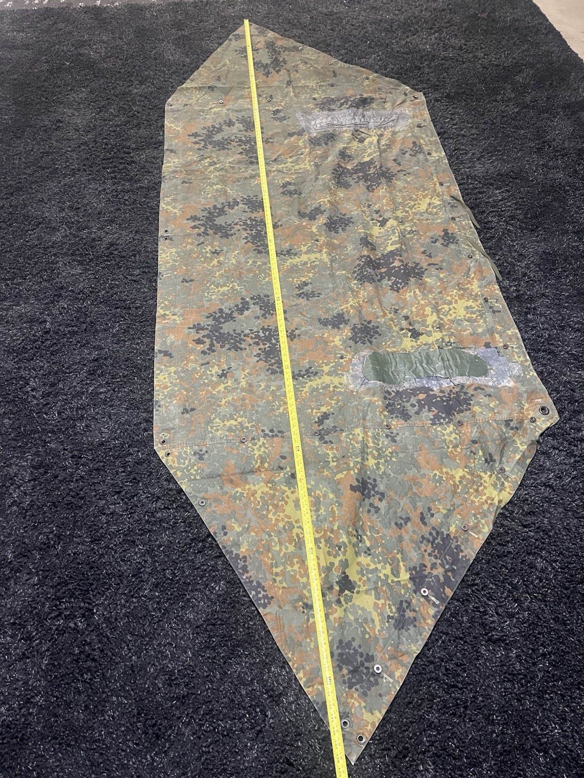 Post WW2 German Bundeswehr Flecktarn Camo Zeltbahn Poncho Tent Original w/ Defect - Image 2