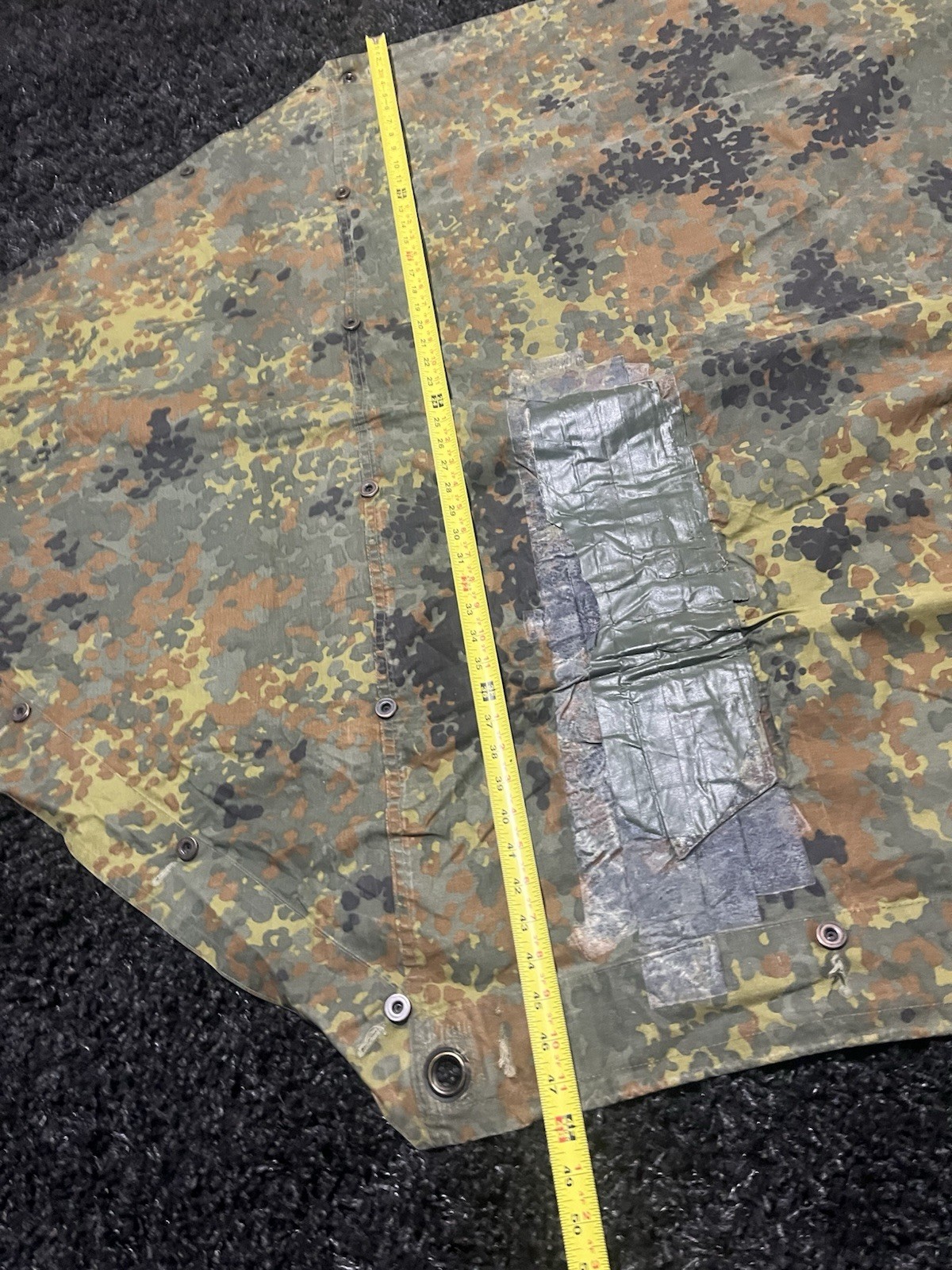 Post WW2 German Bundeswehr Flecktarn Camo Zeltbahn Poncho Tent Original w/ Defect - Image 4