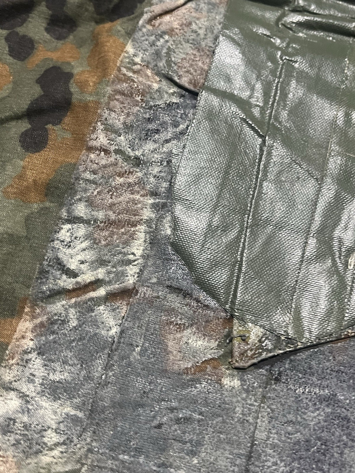 Post WW2 German Bundeswehr Flecktarn Camo Zeltbahn Poncho Tent Original w/ Defect - Image 7