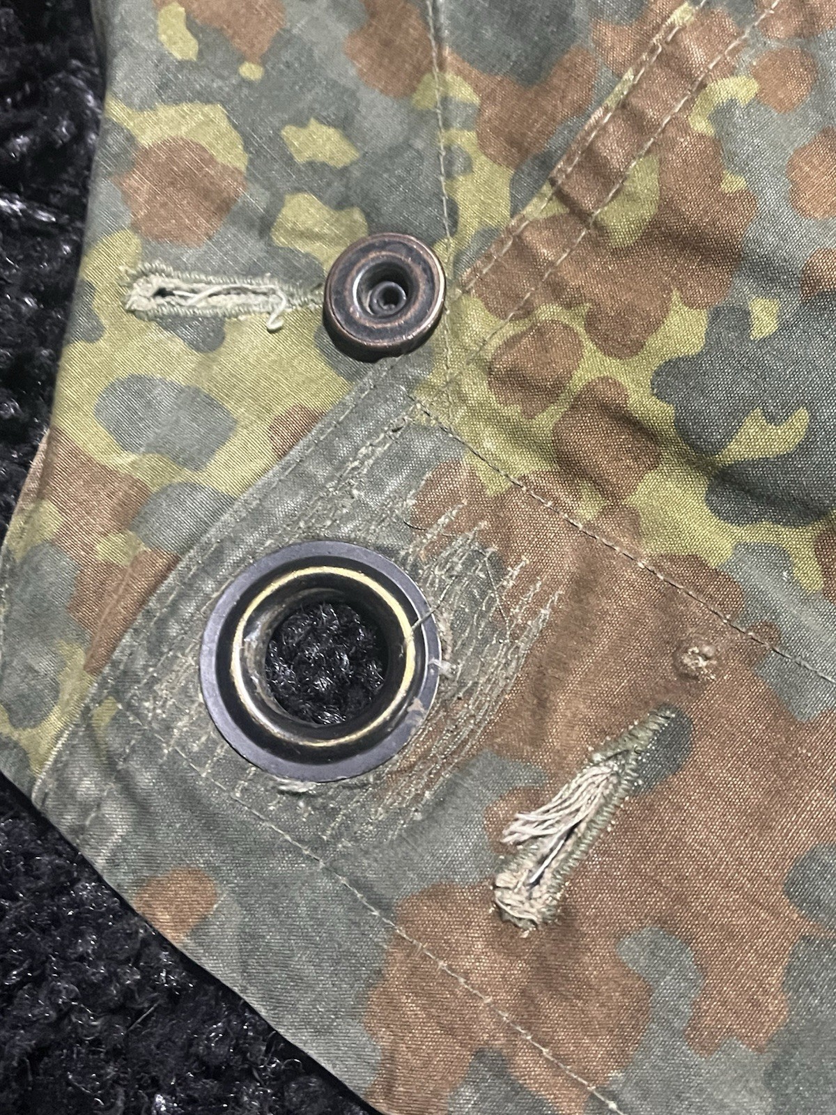Post WW2 German Bundeswehr Flecktarn Camo Zeltbahn Poncho Tent Original w/ Defect - Image 9