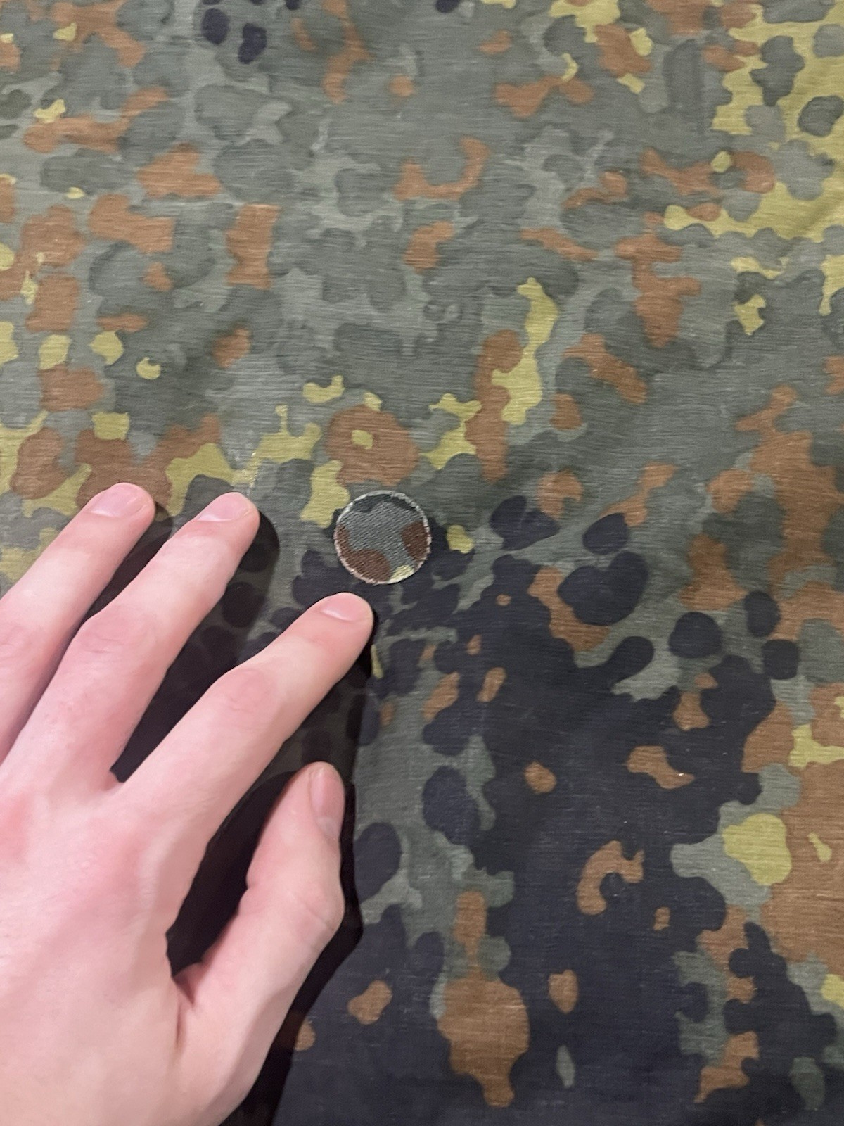 Post WW2 German Bundeswehr Flecktarn Camo Zeltbahn Poncho Tent Original w/ Defect - Image 13