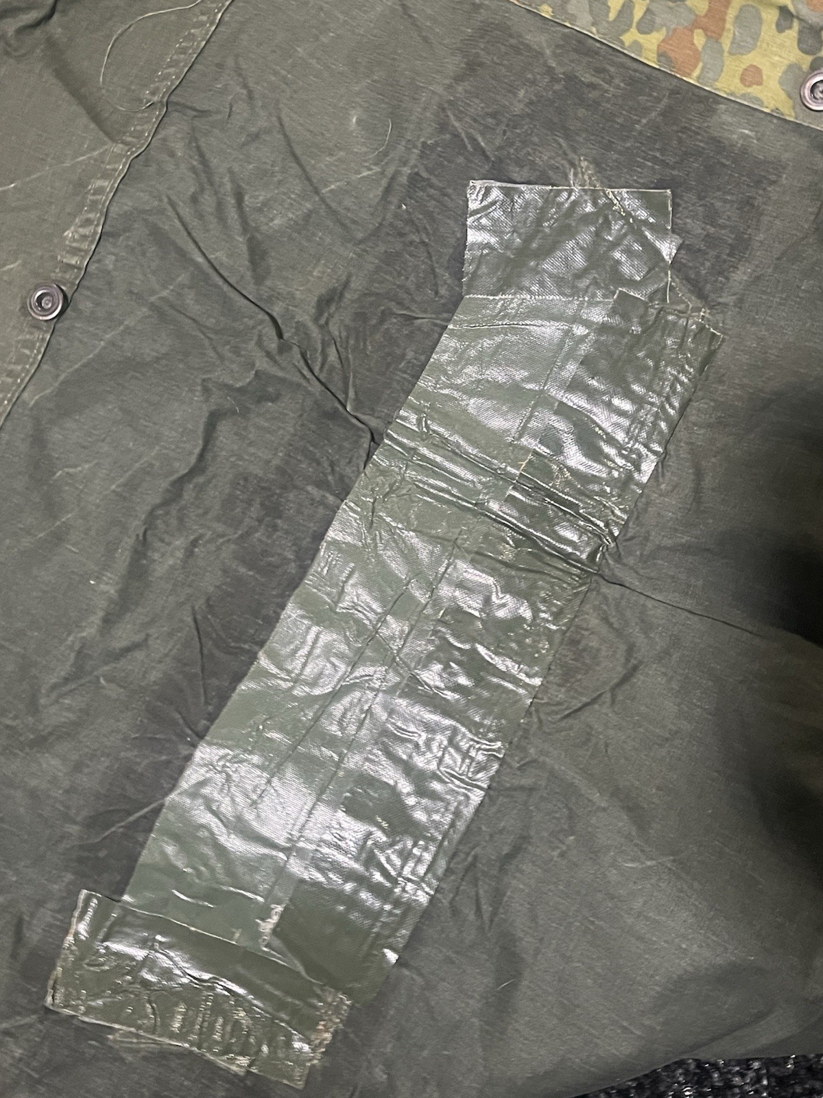 Post WW2 German Bundeswehr Flecktarn Camo Zeltbahn Poncho Tent Original w/ Defect - Image 18