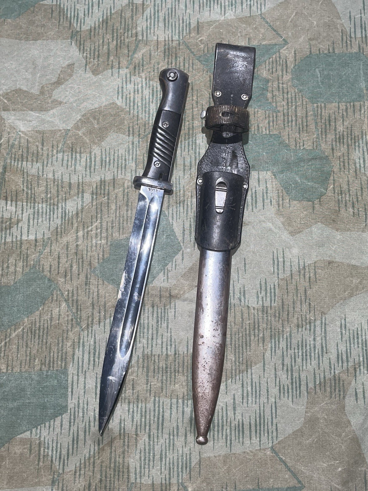 Original WW2 German Uniform K98 Bayonet, Scabbard, & Frog Matching #’s Berg & Co