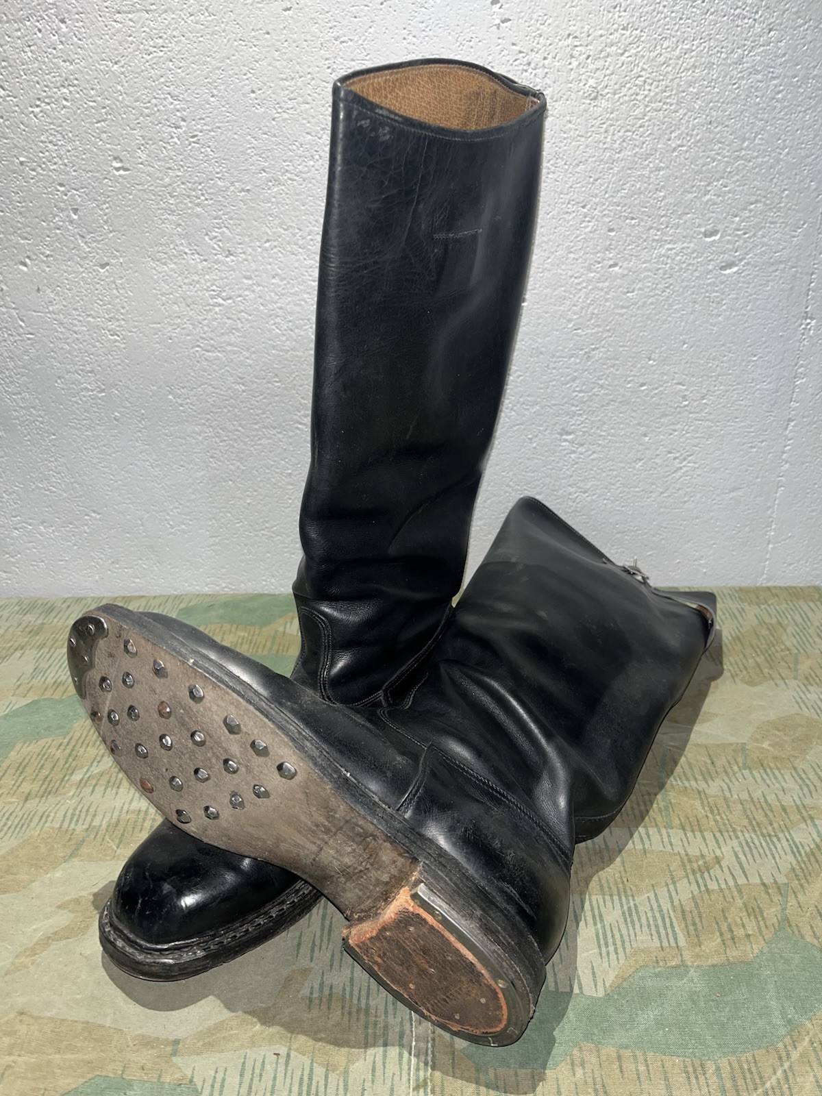 Size 8.5 Original WW2 German Uniform Combat / Marching Jack Boots w/ Hobnails