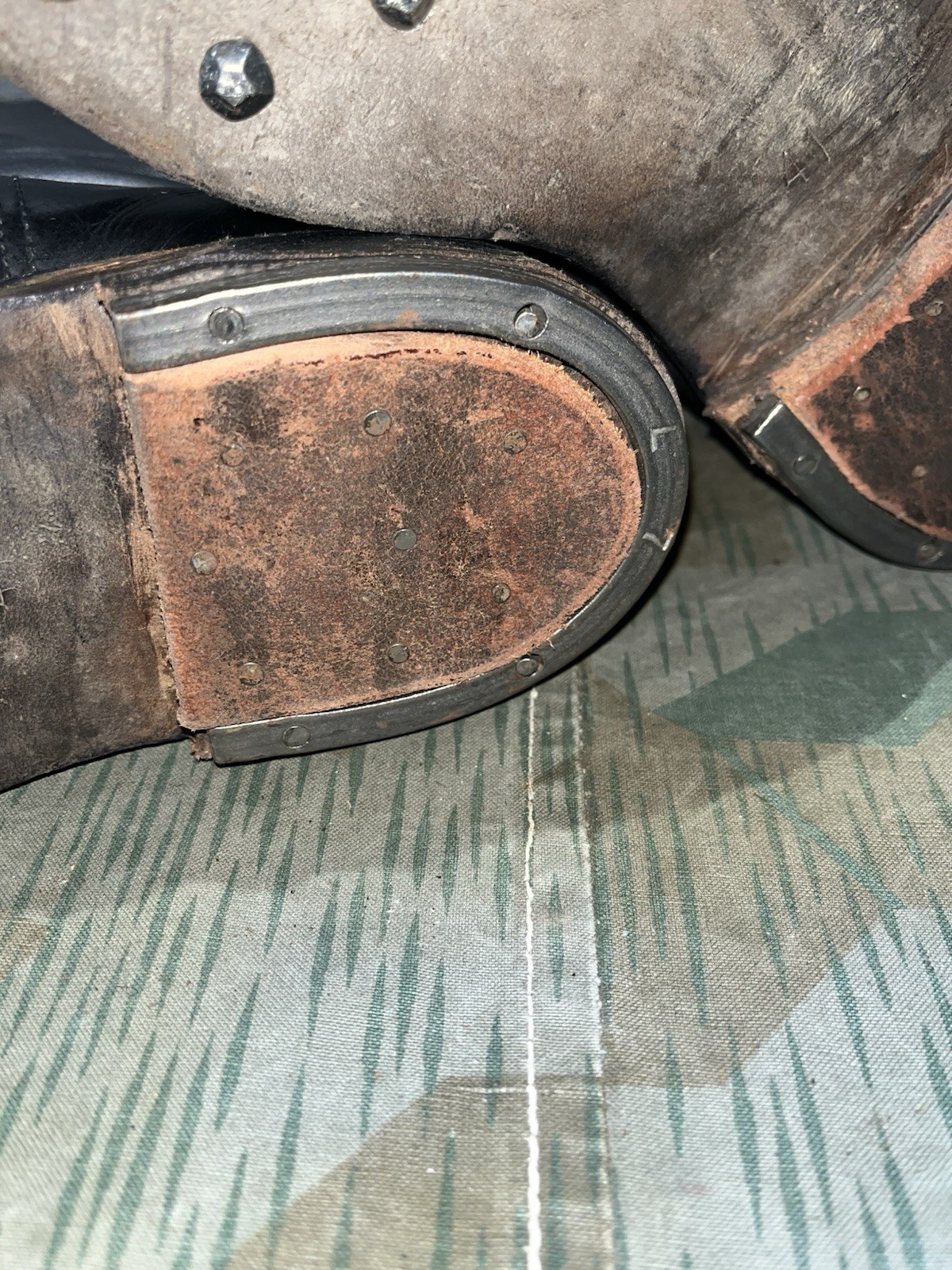 Size 8.5 Original WW2 German Uniform Combat / Marching Jack Boots w/ Hobnails - Image 10