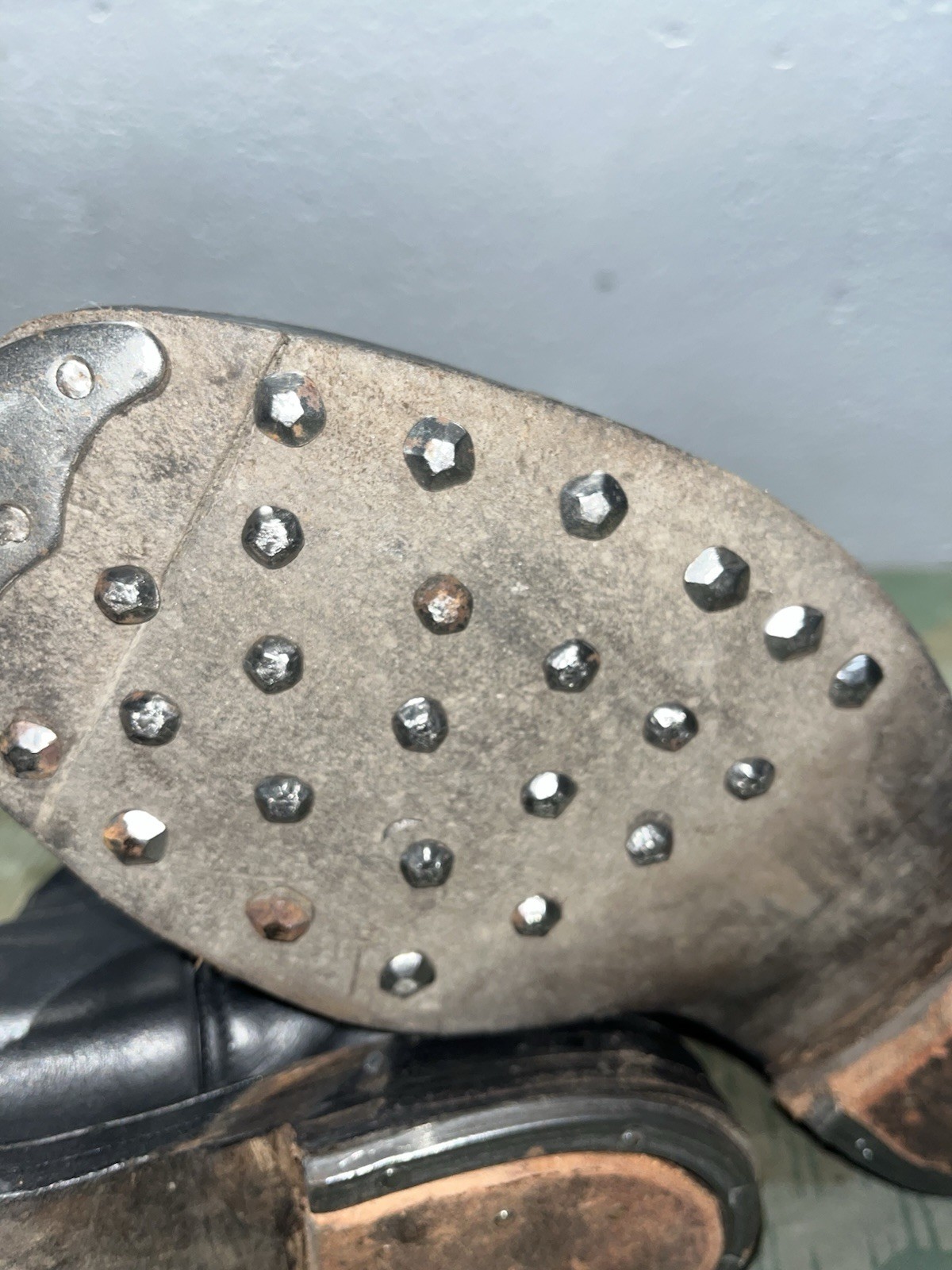 Size 8.5 Original WW2 German Uniform Combat / Marching Jack Boots w/ Hobnails - Image 11