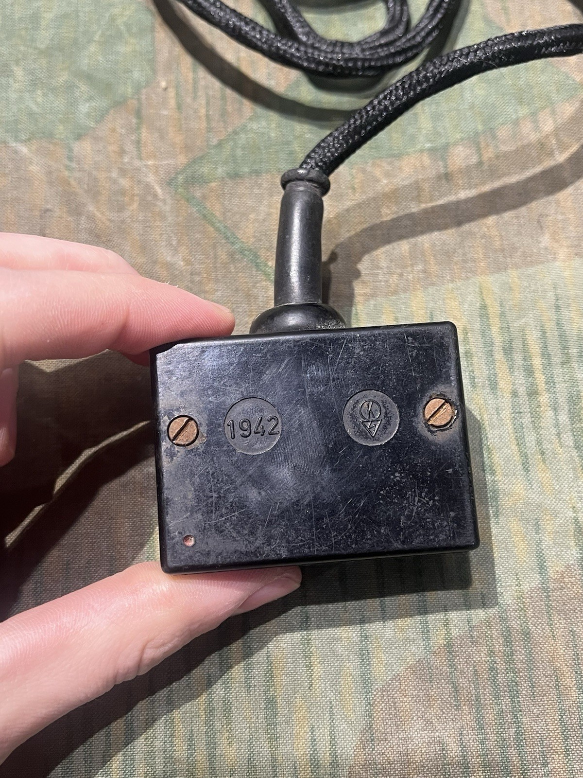 Original WW2 German FF33 Field Phone Telephone Handset (Extension Cord Only) - Image 4