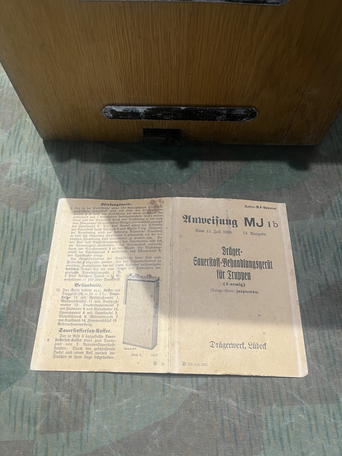 Original WW2 German Sauerstoffbehandlungsgerät Field Hospital Oxygen Mask Dated 1936 - Image 3