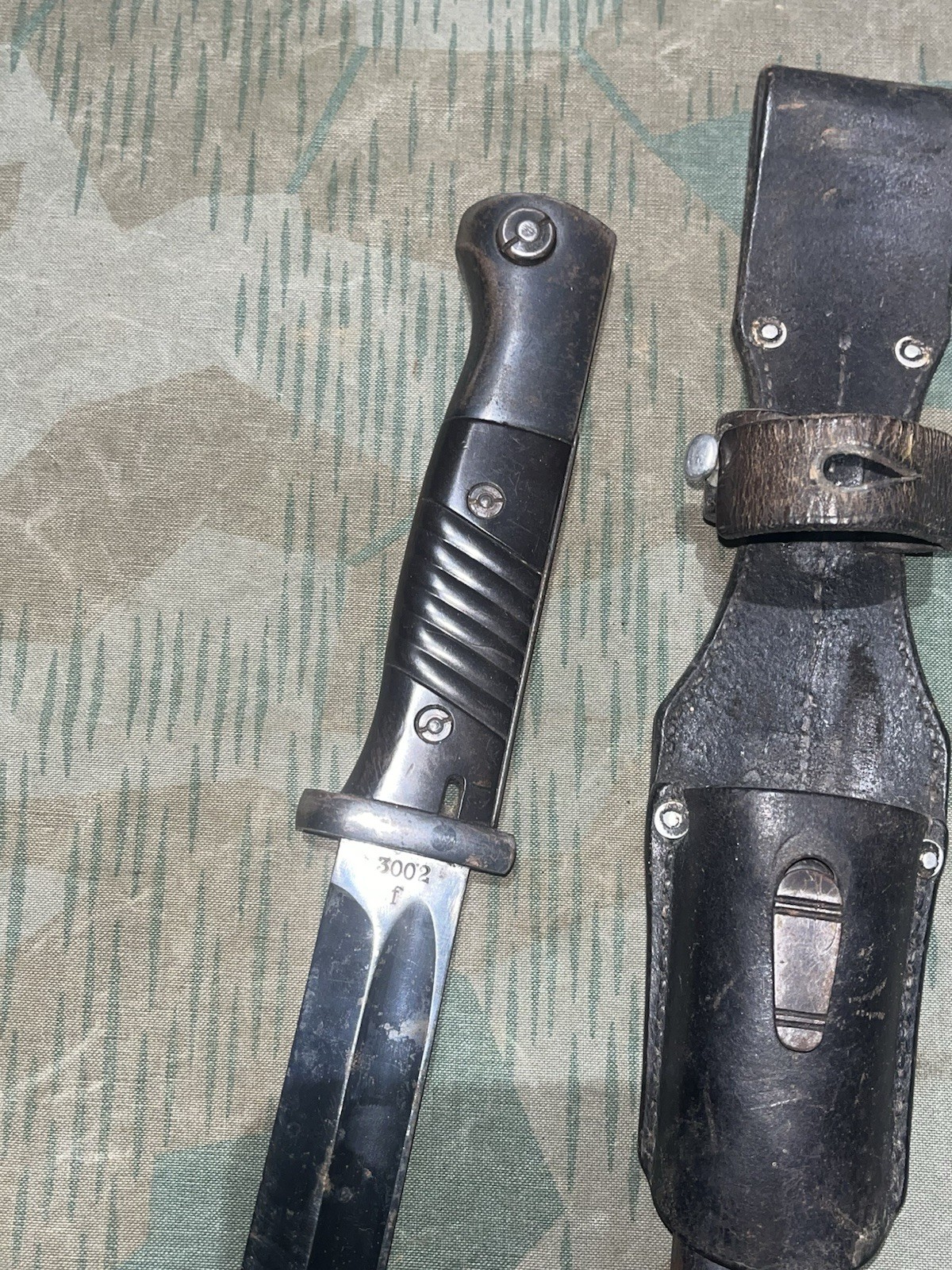 Original WW2 German Uniform K98 Bayonet, Scabbard, & Frog Matching #’s Berg & Co - Image 4