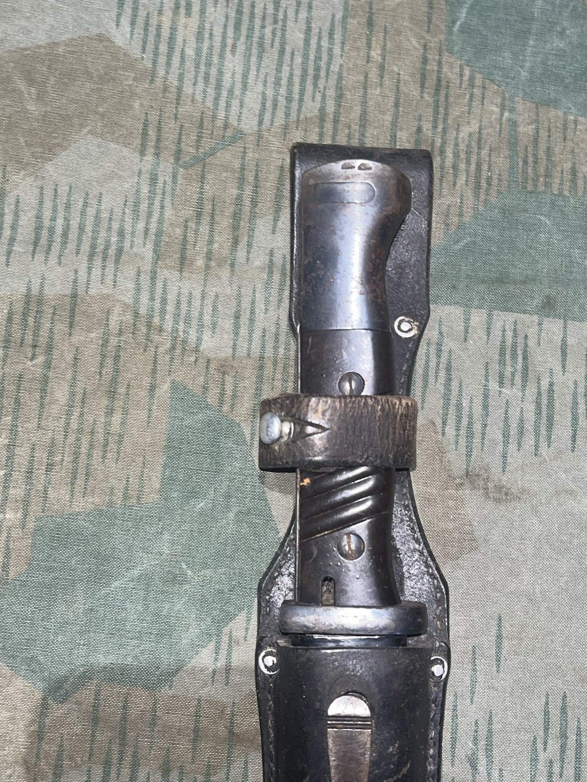 Original WW2 German Uniform K98 Bayonet, Scabbard, & Frog Matching #’s Berg & Co - Image 13
