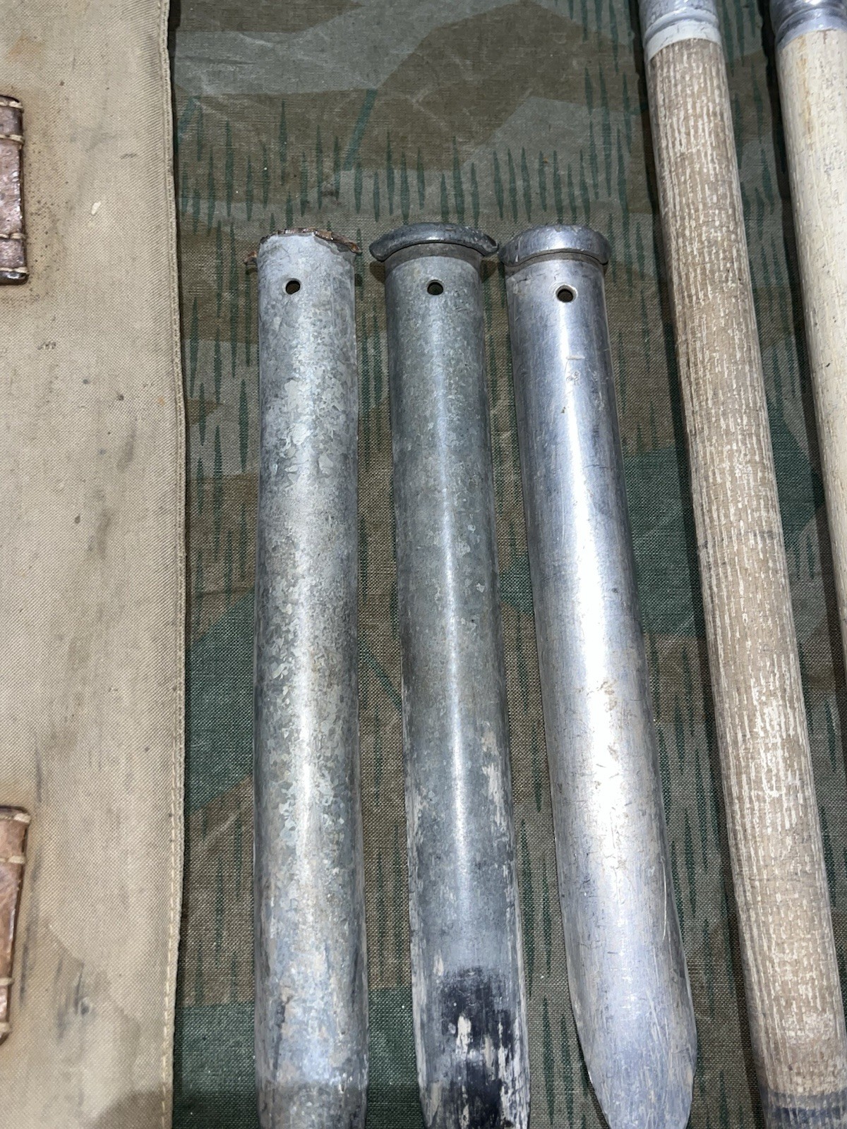 WW2 German Style / Swiss Zeltbahn Poncho Tent Stakes & Poles Set w/ Case - Image 6
