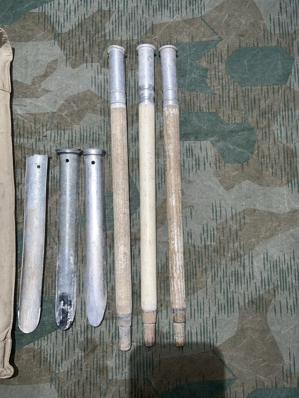 WW2 German Style / Swiss Zeltbahn Poncho Tent Stakes & Poles Set w/ Case - Image 10
