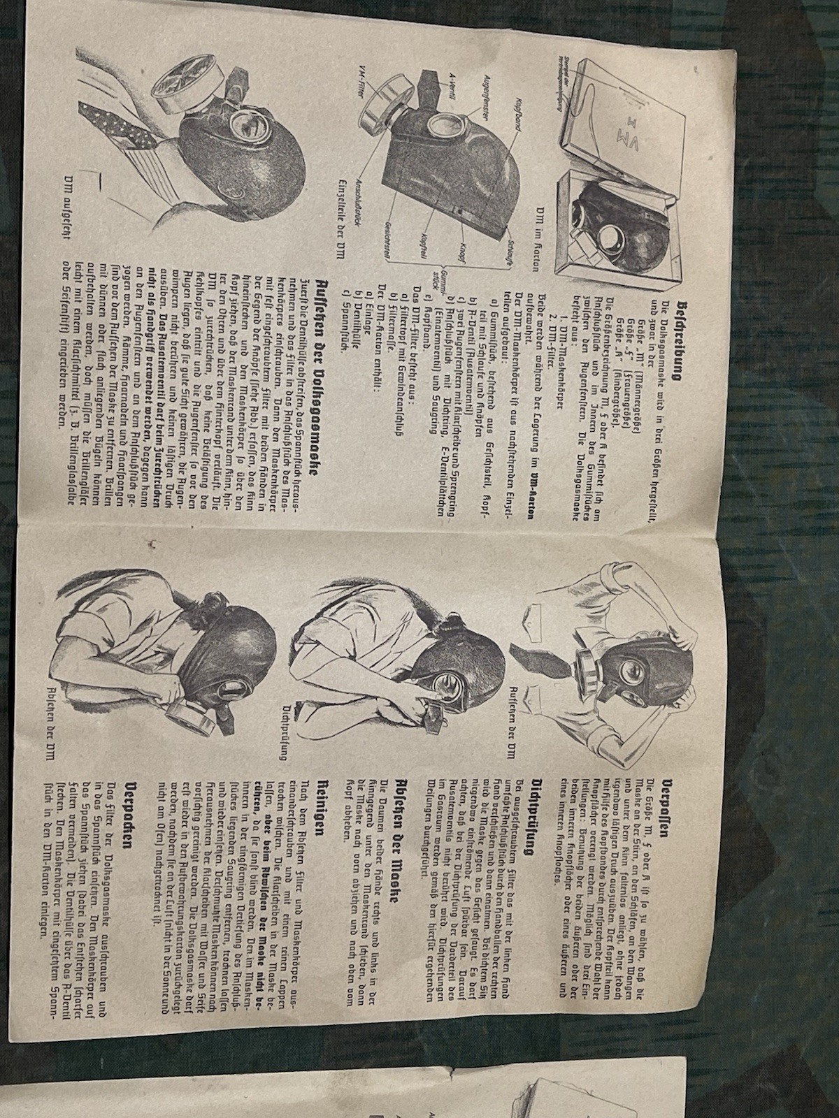 Original WW2 German Civil Gas Mask VM37 Instruction Manual (1x Per Purchase) - Image 6