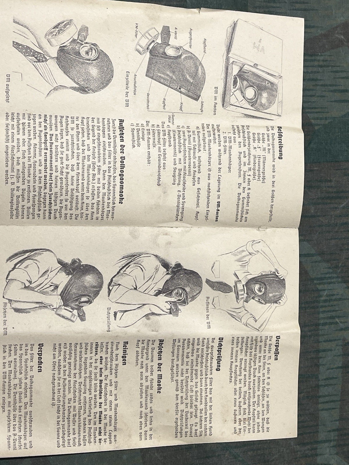 Original WW2 German Civil Gas Mask VM37 Instruction Manual (1x Per Purchase) - Image 7