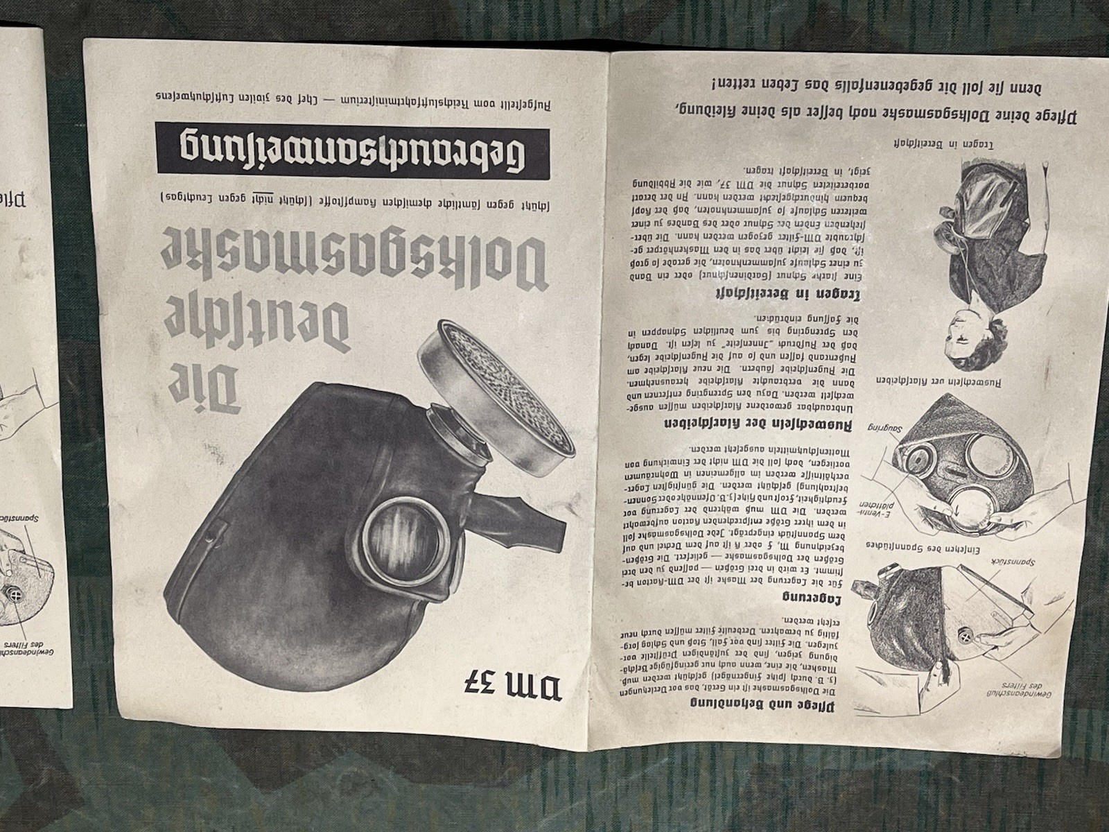 Original WW2 German Civil Gas Mask VM37 Instruction Manual (1x Per Purchase) - Image 9