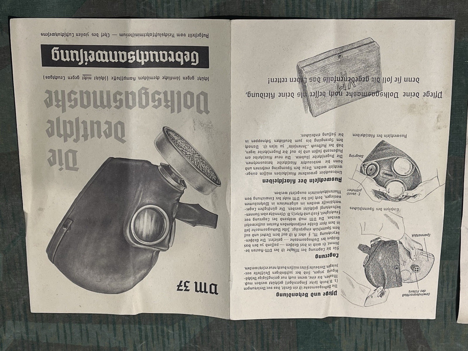 Original WW2 German Civil Gas Mask VM37 Instruction Manual (1x Per Purchase) - Image 10