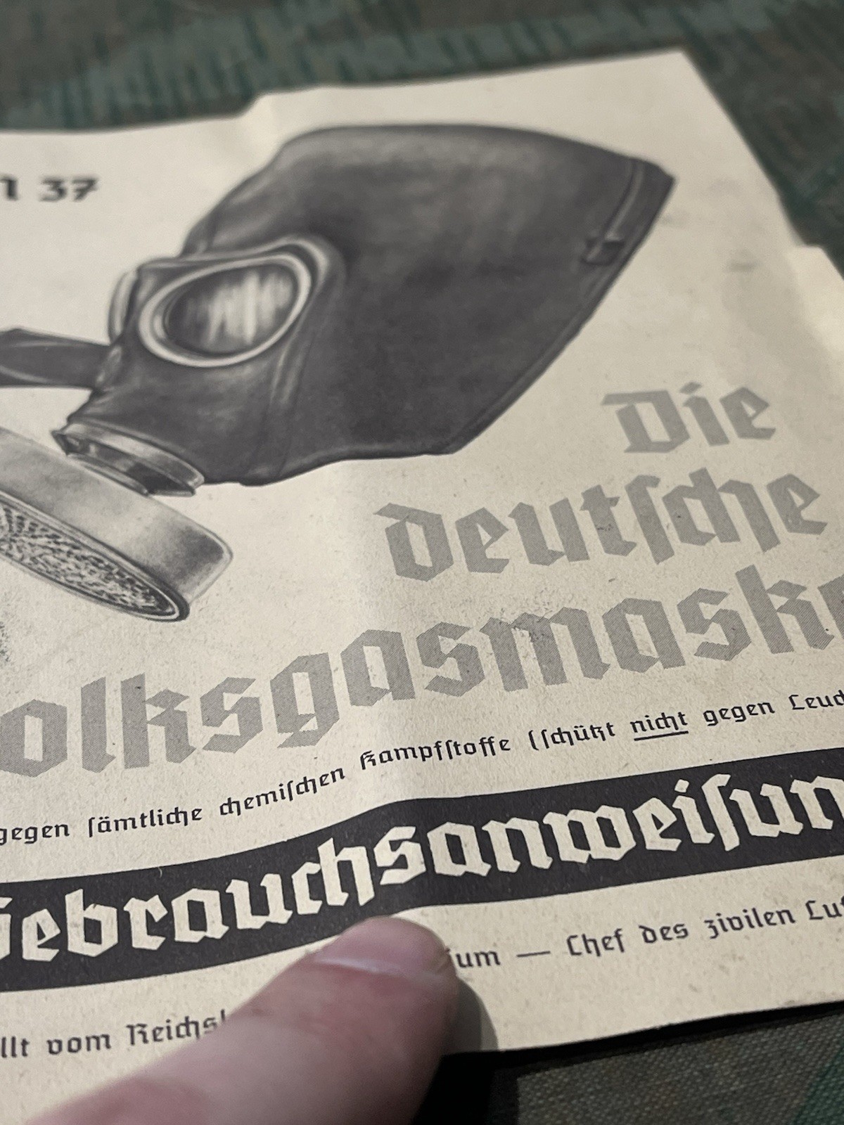 Original WW2 German Civil Gas Mask VM37 Instruction Manual (1x Per Purchase) - Image 12
