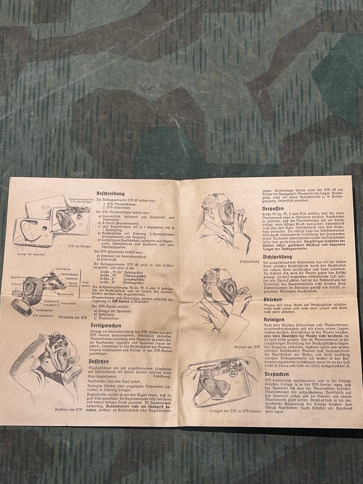 Original WW2 German Civil Gas Mask VM40 Instruction Manual (1x Per Purchase) - Image 4