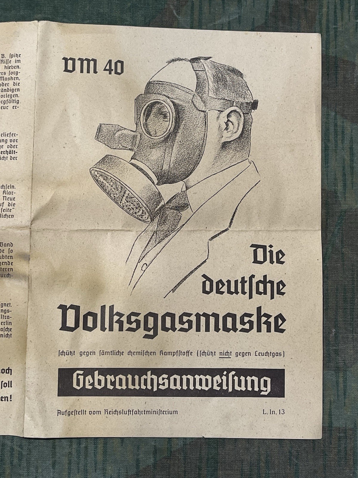 Original WW2 German Civil Gas Mask VM40 Instruction Manual (1x Per Purchase) - Image 9