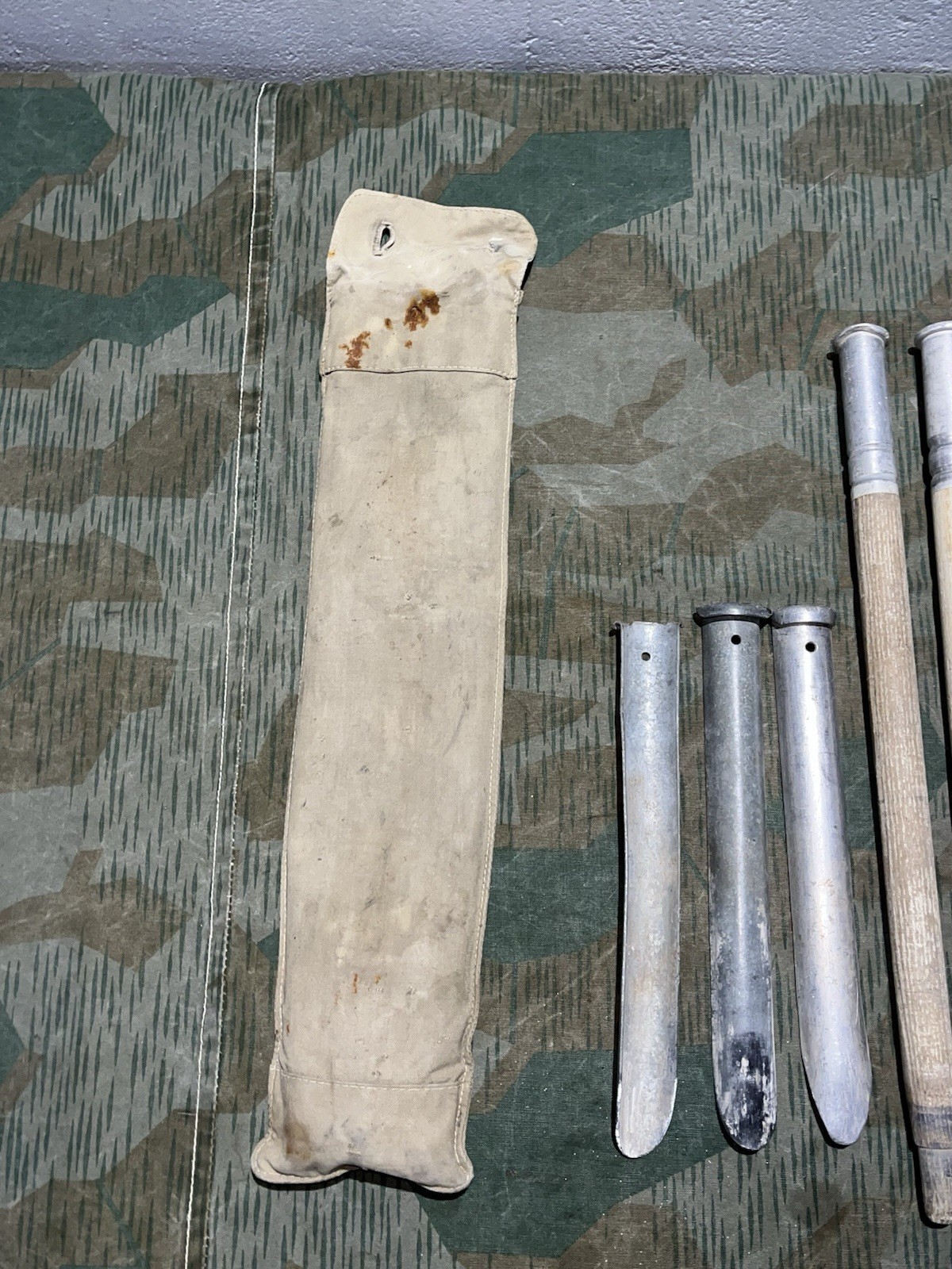 WW2 German Style / Swiss Zeltbahn Poncho Tent Stakes & Poles Set w/ Case - Image 17