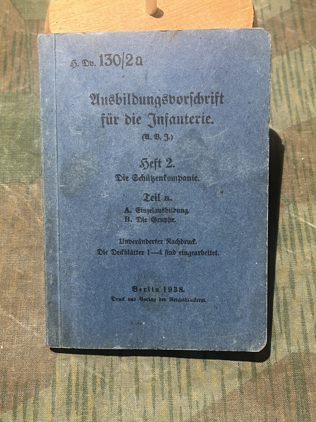 Original WW2 German Wehrmacht Infantry Regulations Manual Mg08/15 Dated 1938