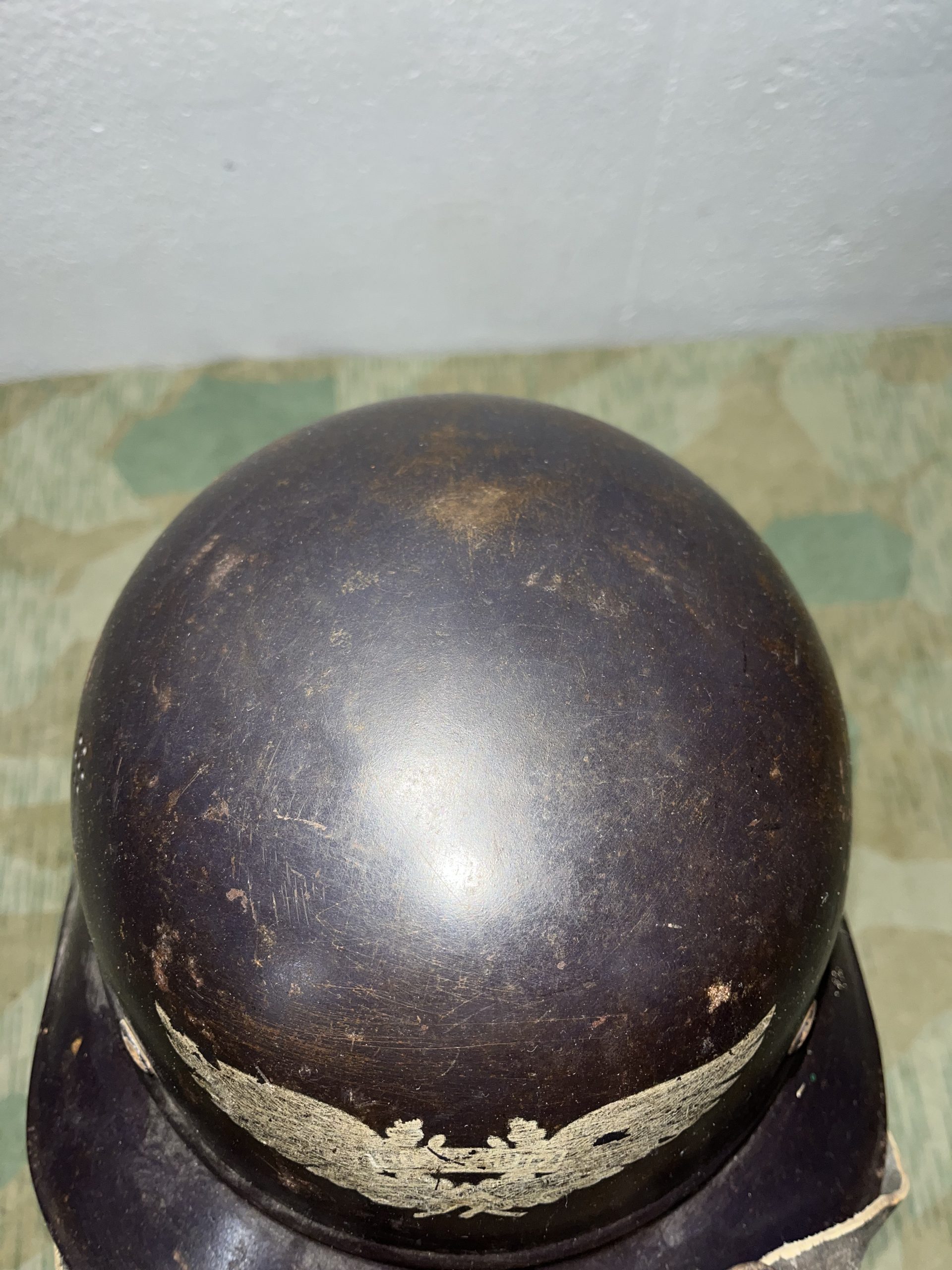 Original WW2 German M38 RL2 39/41 Luftschutz Air Defense Gladiator Style Helmet w/ Decal - Image 4