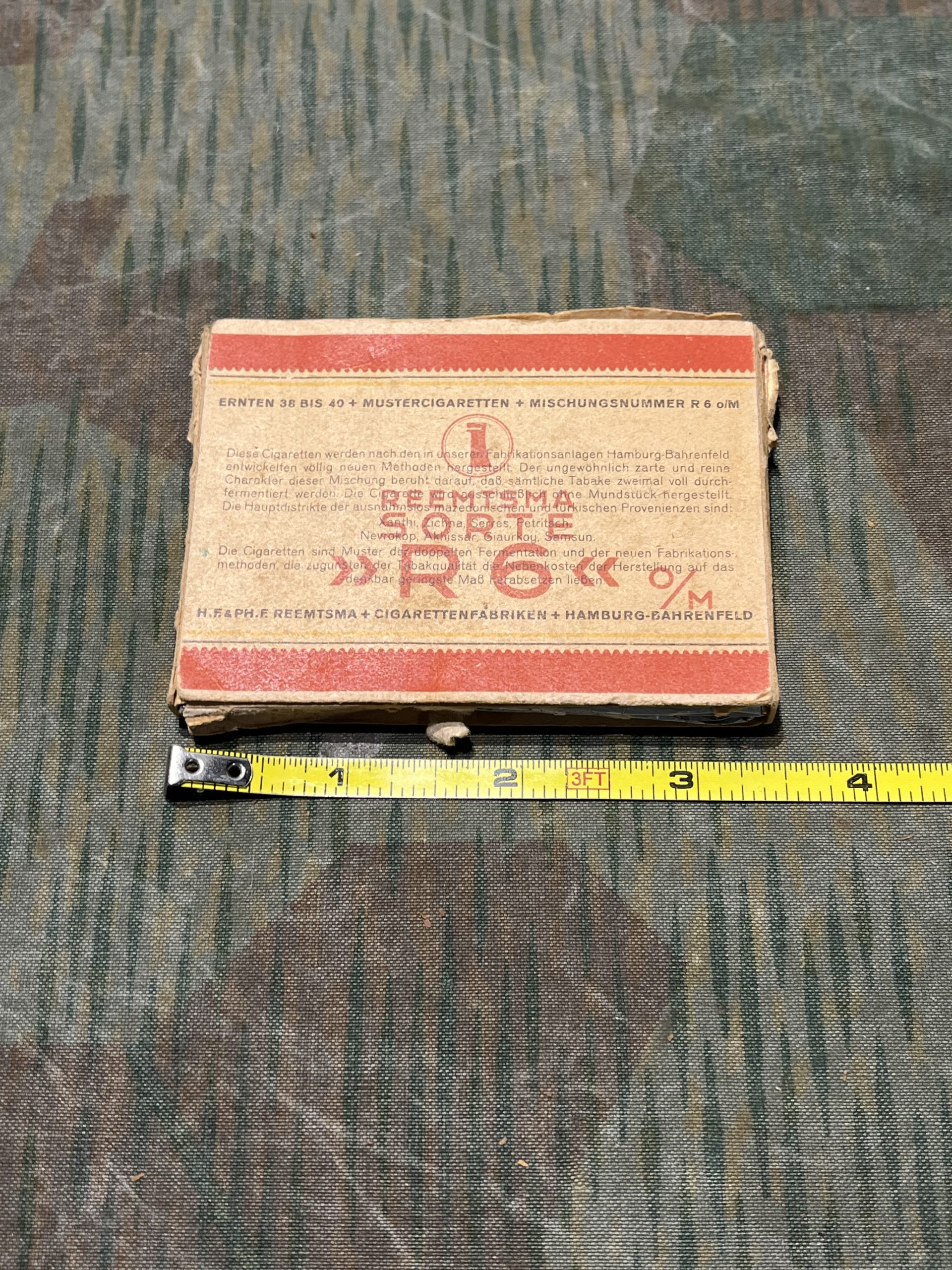 Original WW2 German Uniform Pocket Reemtsma Sorte R6 Zigaretten Box - Image 8