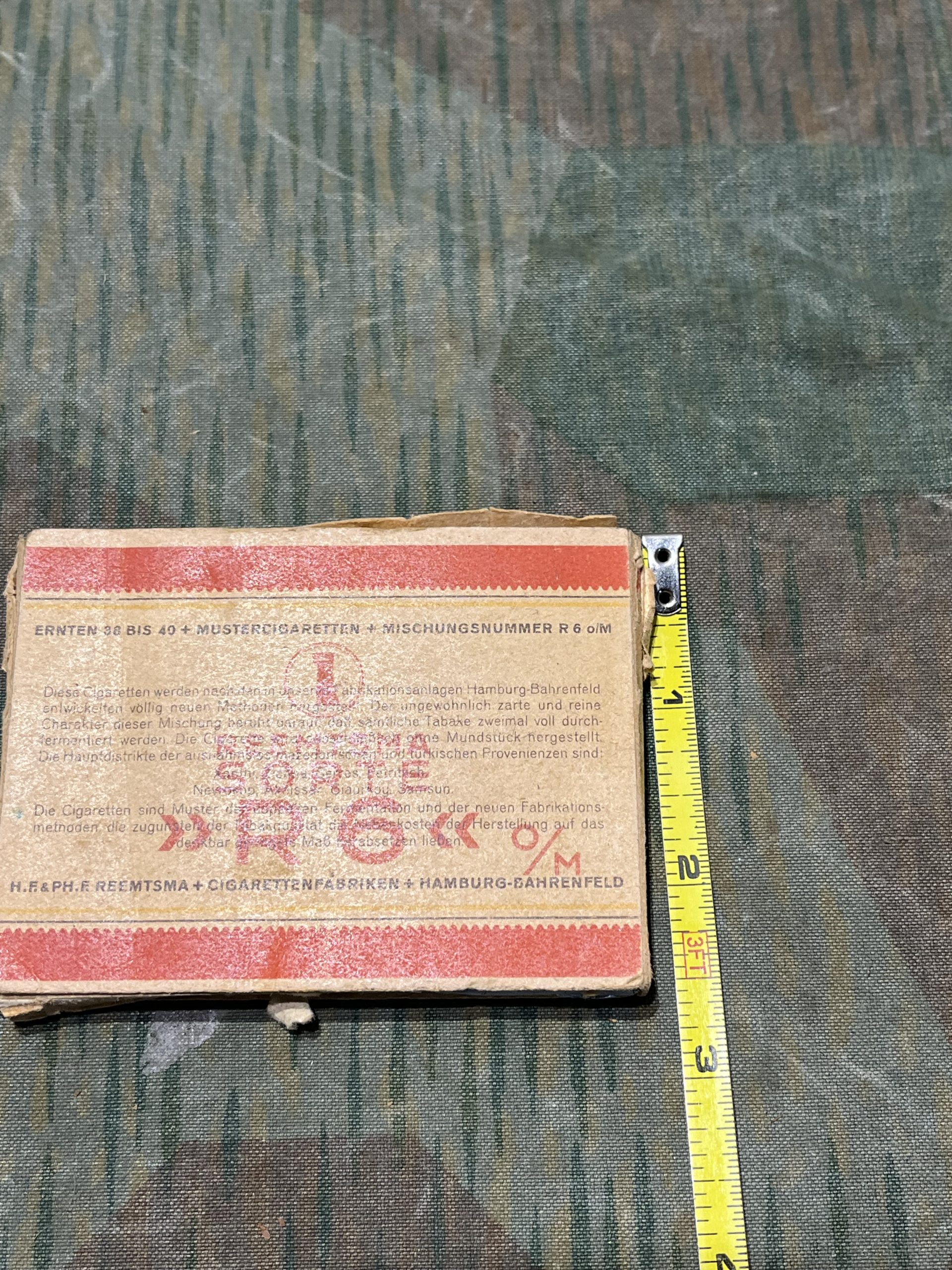 Original WW2 German Uniform Pocket Reemtsma Sorte R6 Zigaretten Box - Image 9