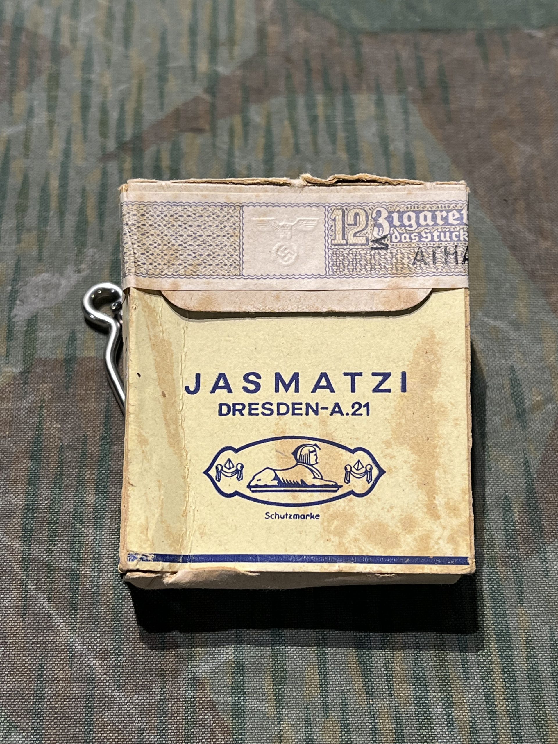 Original WW2 German Uniform Pocket Jasmatzi Dresden-A.21 Zigaretten Sealed Box