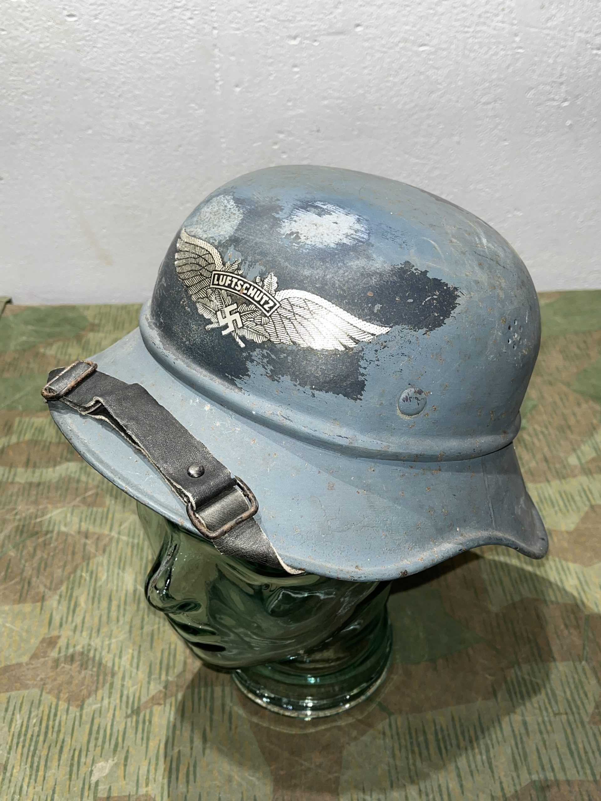 Original WW2 German M38 Luftschutz Air Defense Gladiator Style Helmet w/ Decal
