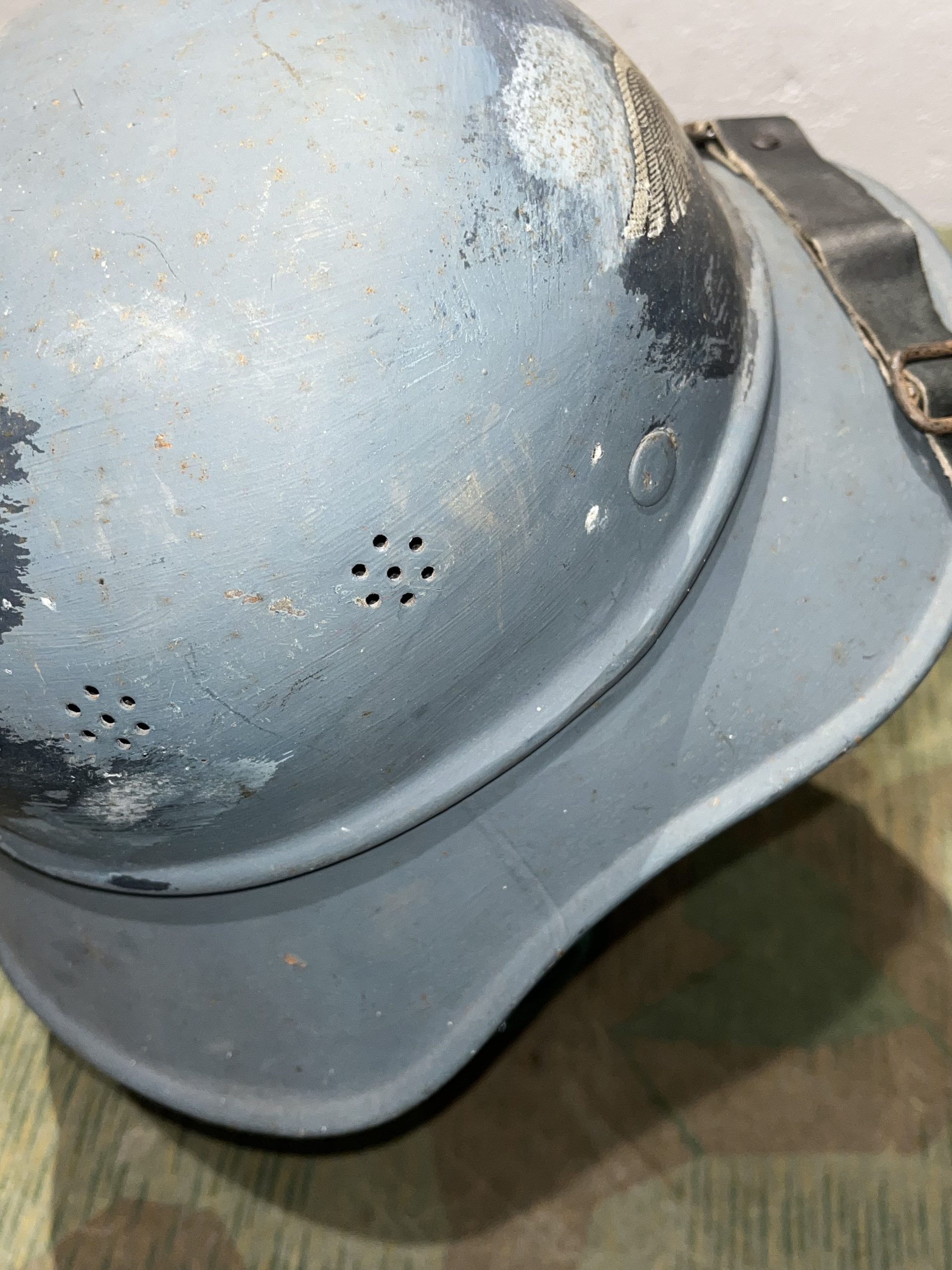 Original WW2 German M38 Luftschutz Air Defense Gladiator Style Helmet w/ Decal - Image 9