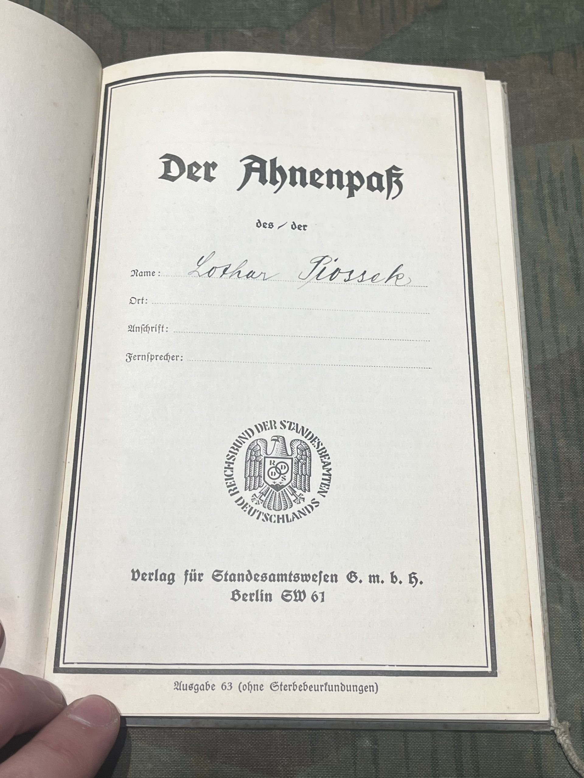 Original Pre-WW2 German "Ahnenpaß" Ancestry Pass Book - Image 4
