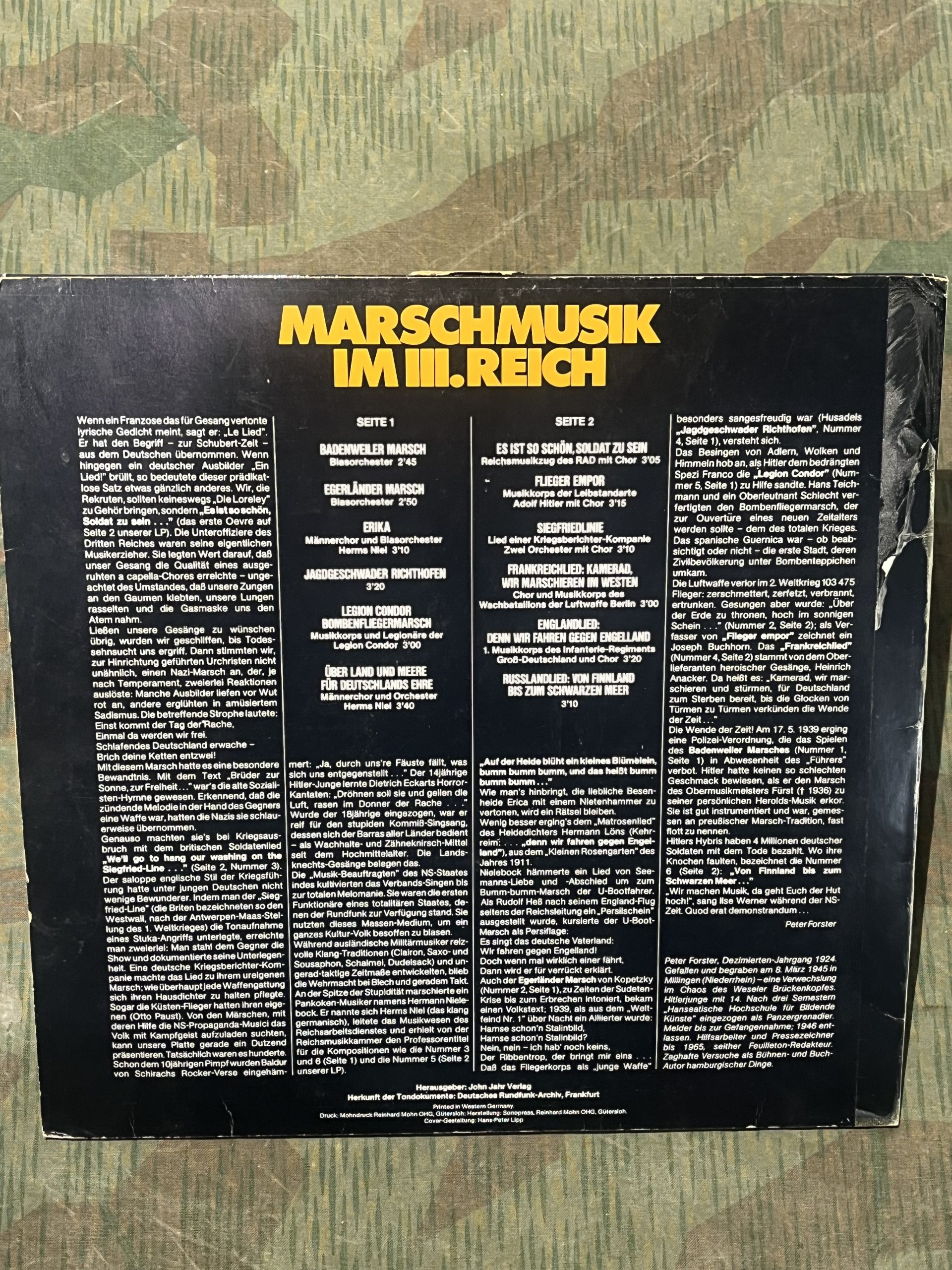 WW2 German Das Reich Lp Vinyl w/ Marching Music - Image 6