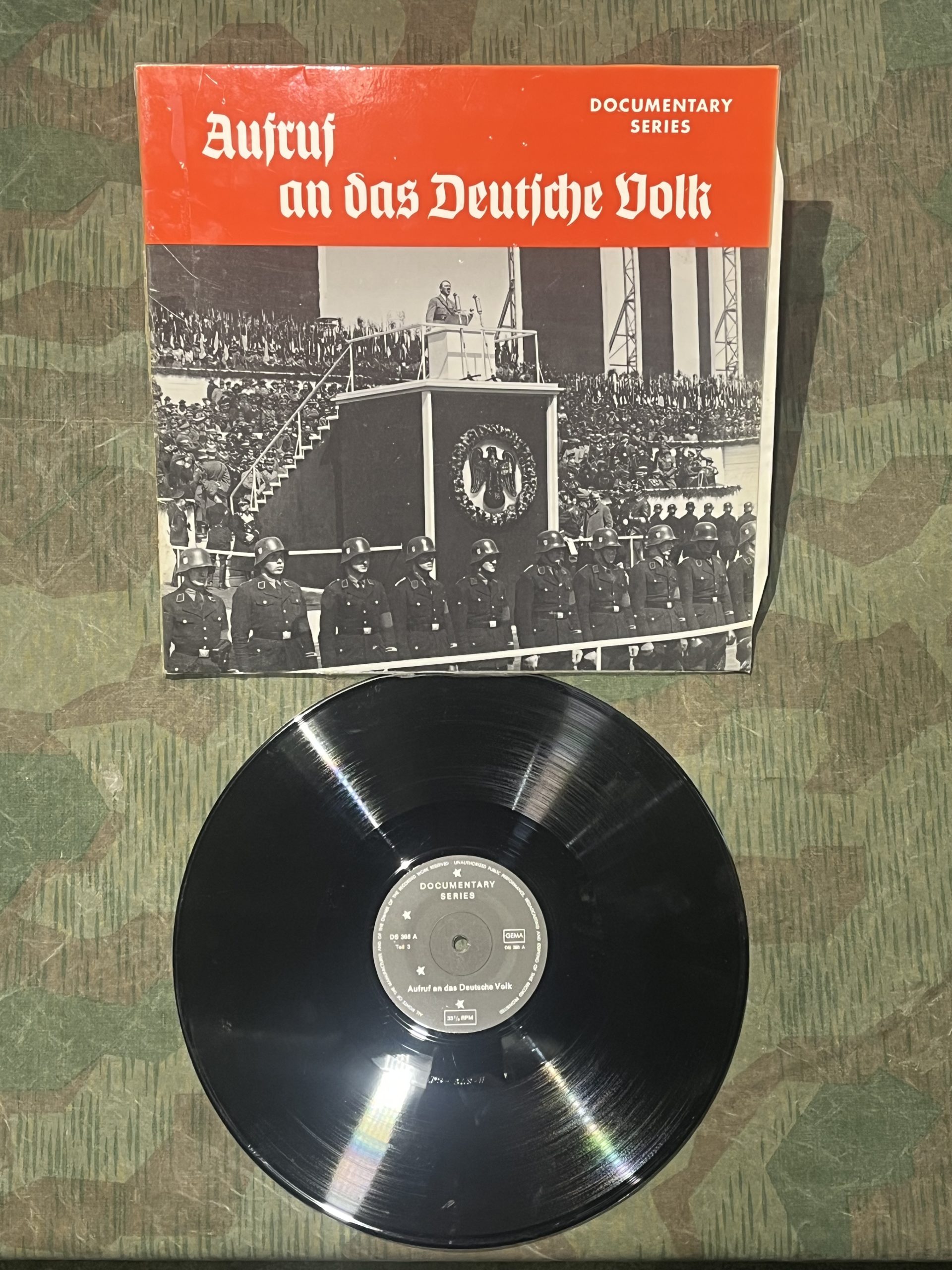 WW2 German Das Reich Lp Vinyl Adolf Hitler Speech Feb. 1 1933 "Aufruf an das Deutsche Volk"