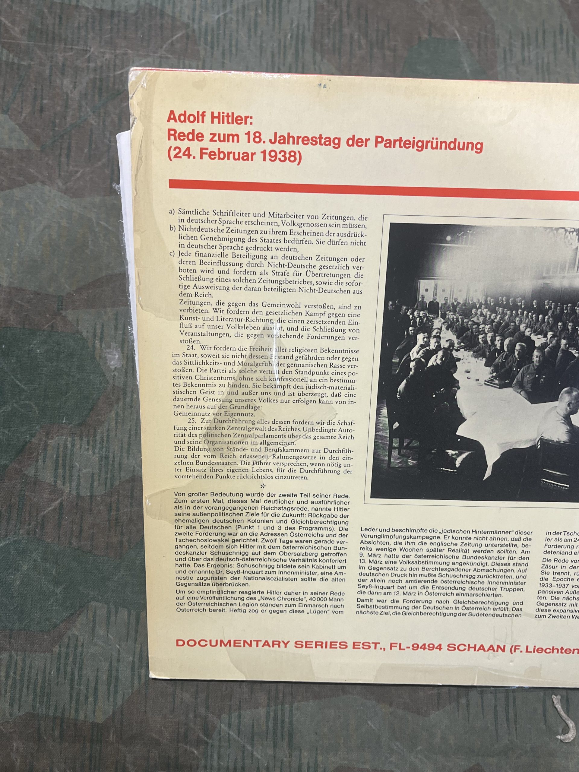 WW2 German Lp Vinyl Adolf Hitler Speech Jahrestag der Parteigrundung Feb. 24 1938 - Image 5