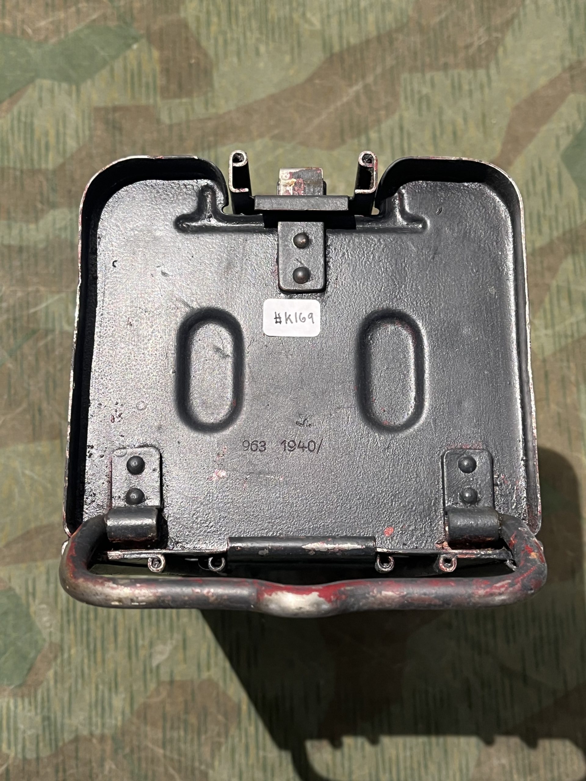 Original WW2 German Mg34 Mg42 2x Drums w/ Carrier Gurttrommel Marked 963 1940 - Image 2