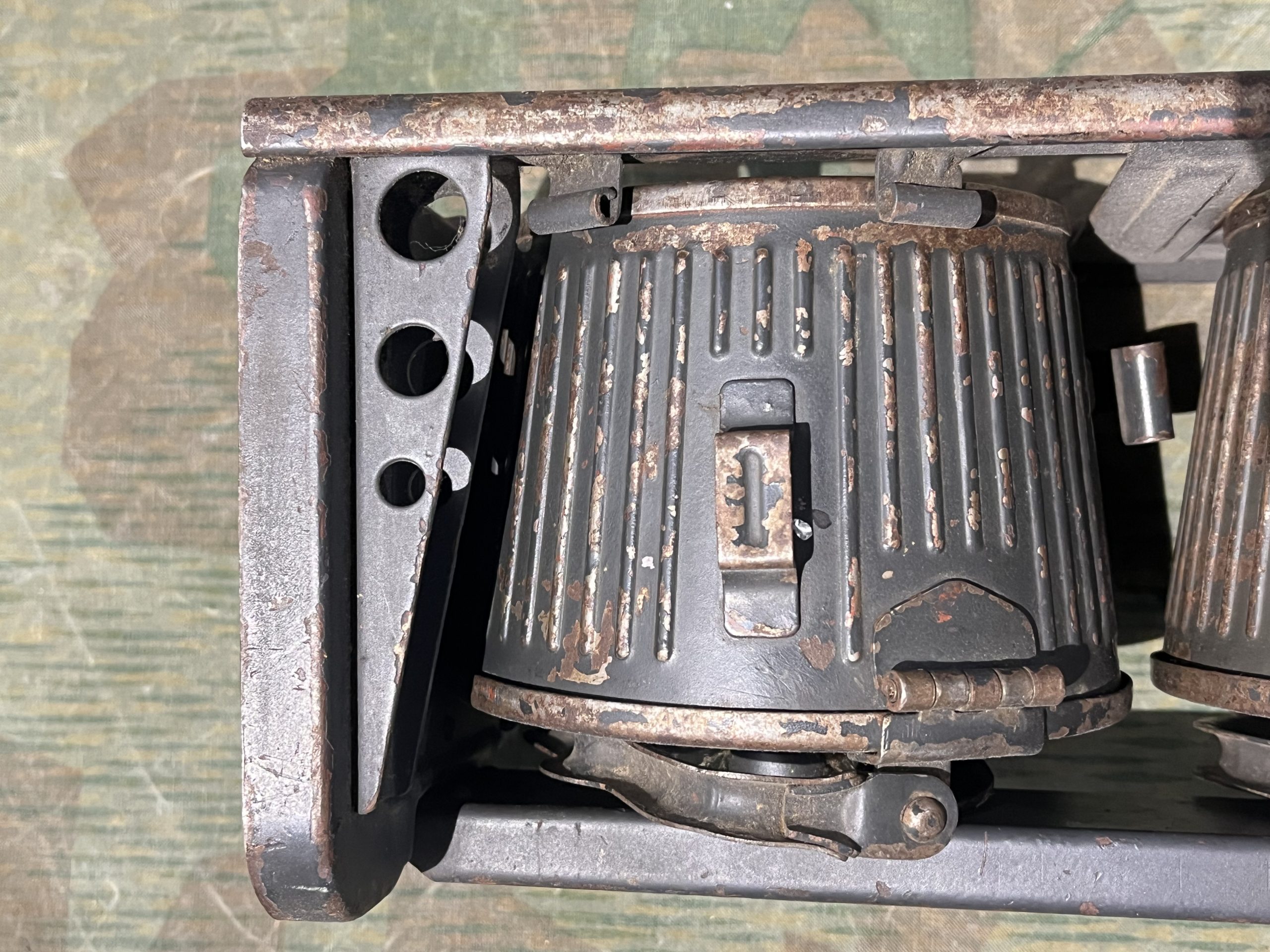 Original WW2 German Mg34 Mg42 2x Drums w/ Carrier Gurttrommel Marked 963 1940 (Original Panzergrau Painted) - Image 12