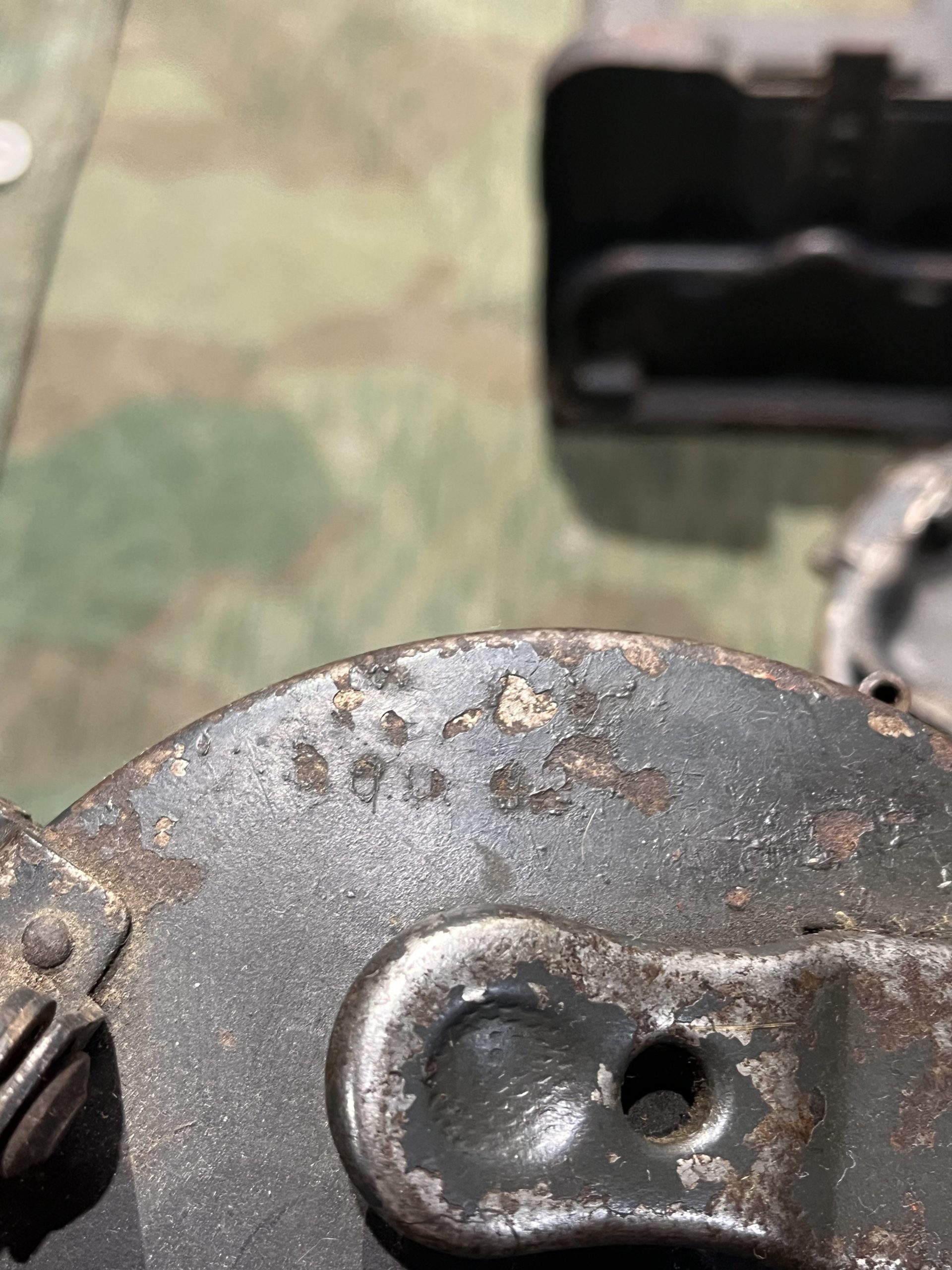 Original WW2 German Mg34 Mg42 2x Drums w/ Carrier Gurttrommel Marked 963 1940 (Original Panzergrau Painted) - Image 21