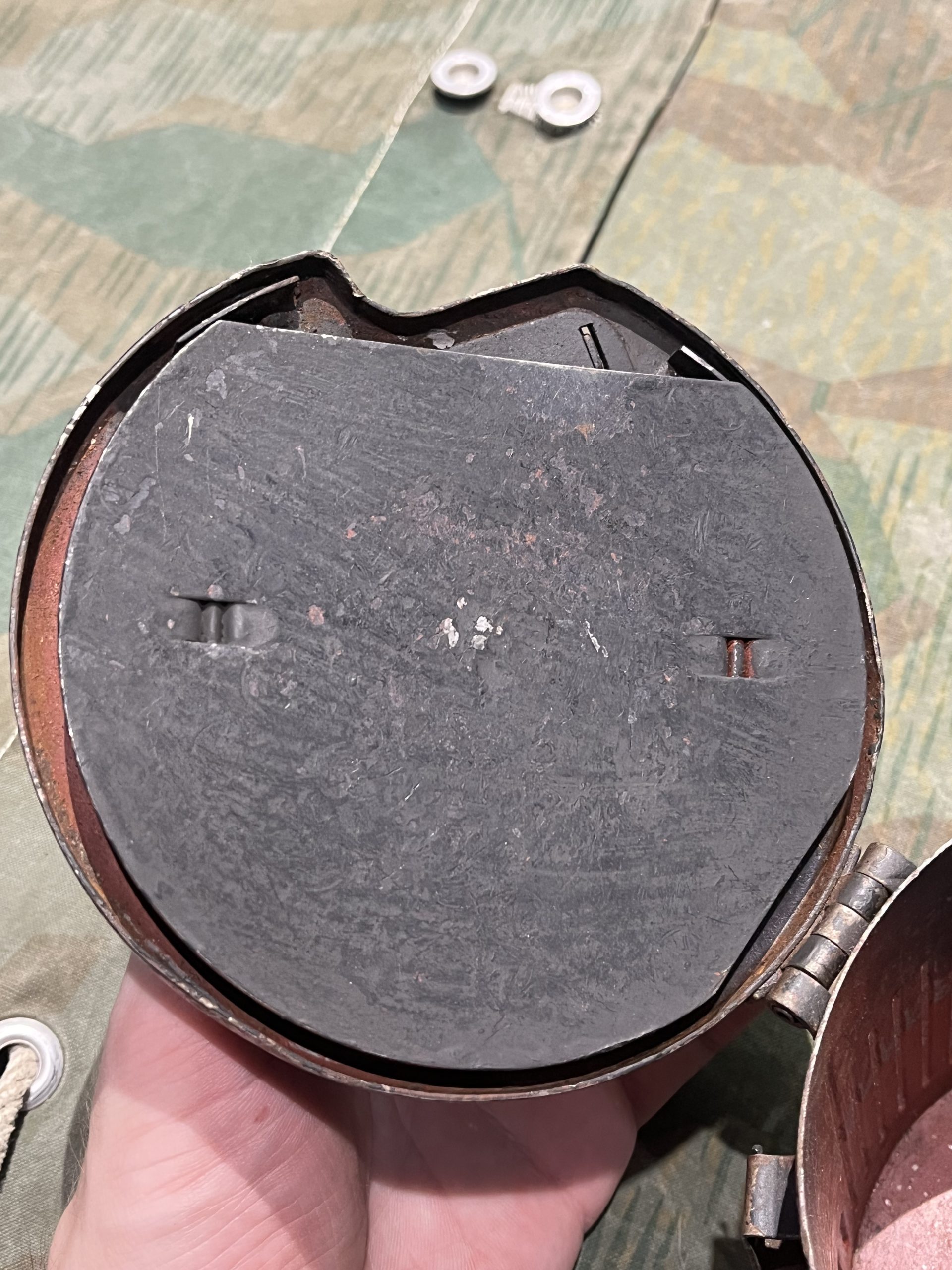 Original WW2 German Mg34 Mg42 2x Drums w/ Carrier Gurttrommel Marked 963 1940 (Original Panzergrau Painted) - Image 27