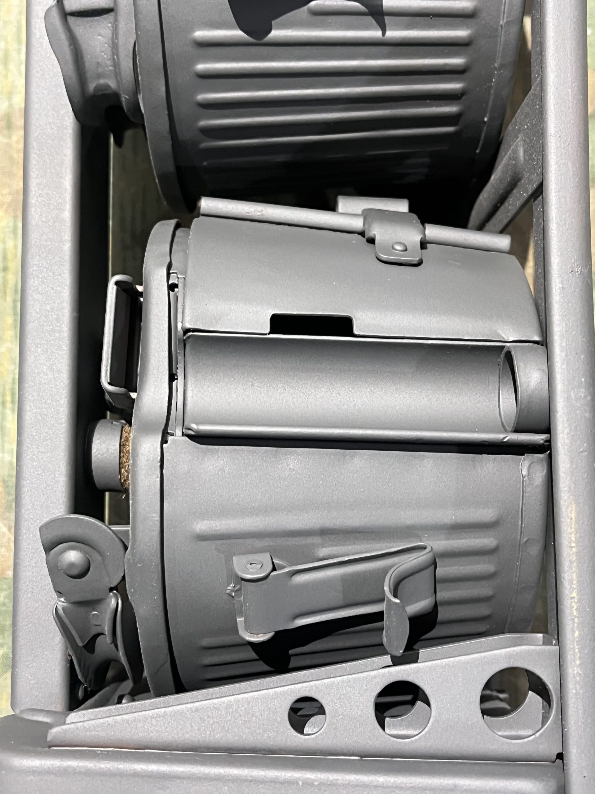 Original WW2 German Mg34 Mg42 2x Drums w/ Carrier Gurttrommel Marked BPR 1941 Waffen Eagle Stamped - Image 9