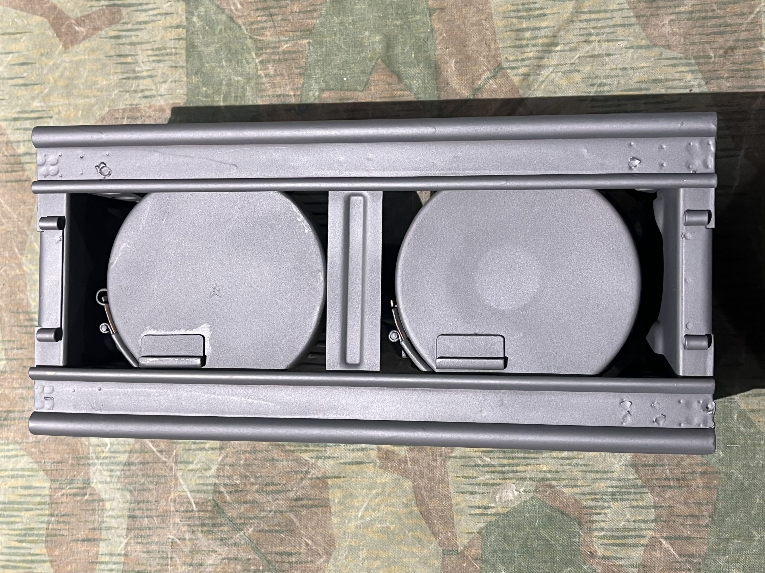 Original WW2 German Mg34 Mg42 2x Drums w/ Carrier Gurttrommel Marked EUH 1943 - Image 6