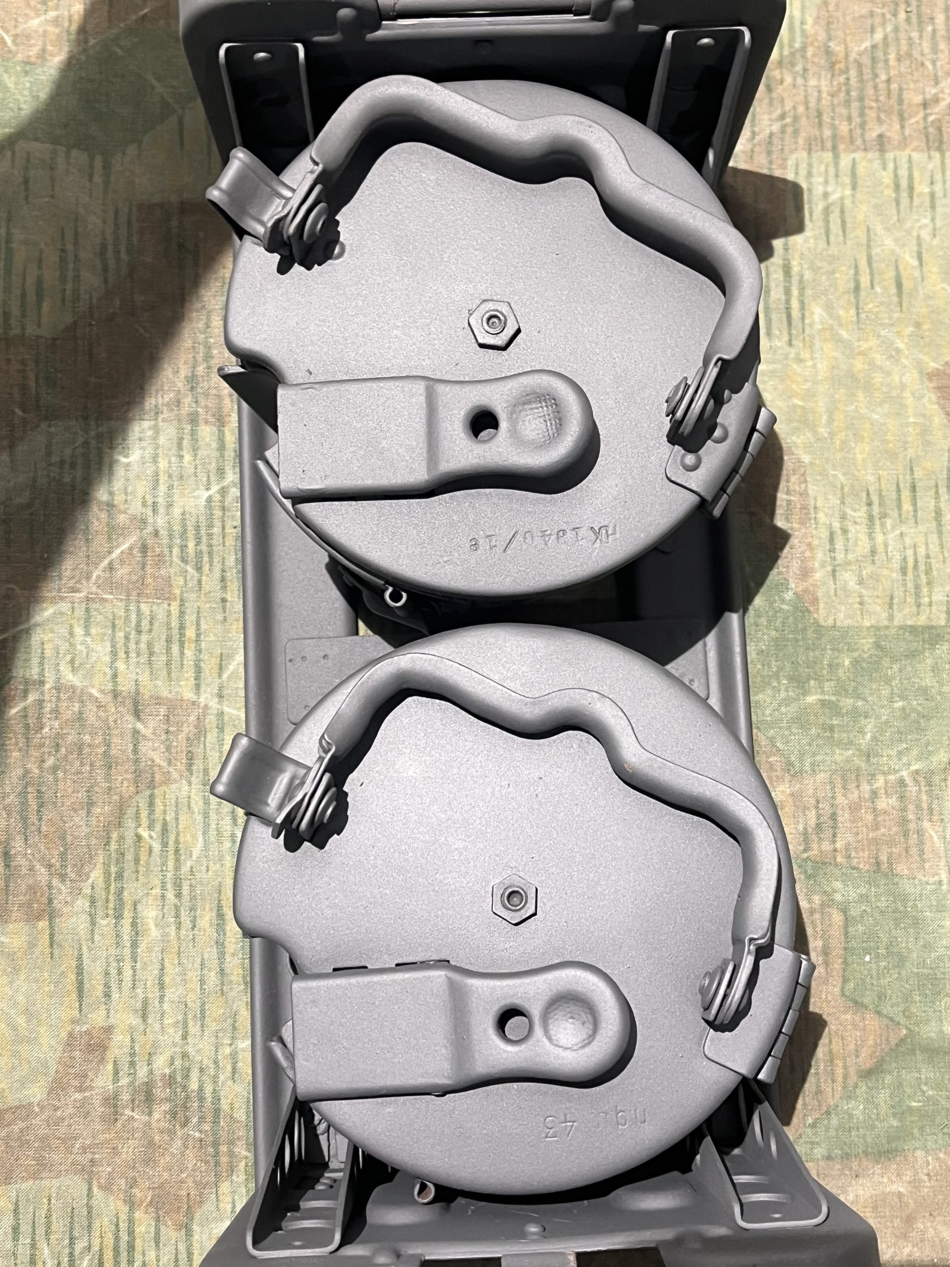 Original WW2 German Mg34 Mg42 2x Drums w/ Carrier Gurttrommel Marked EUH 1943 - Image 28