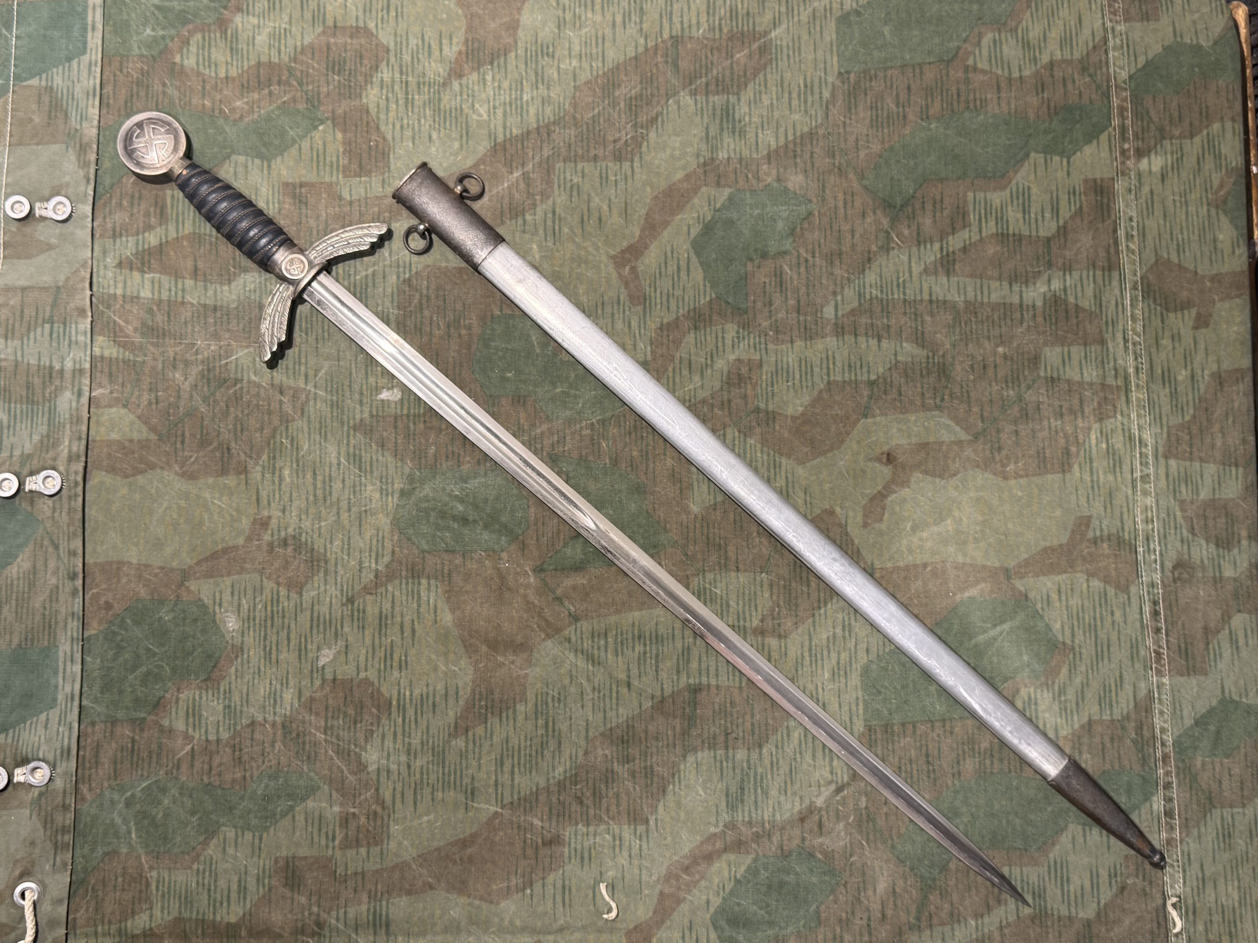 Original WW2 German Luftwaffe Officer's Sword w/ Scabbard (Fliegerschwert) - Carl Eickhorn